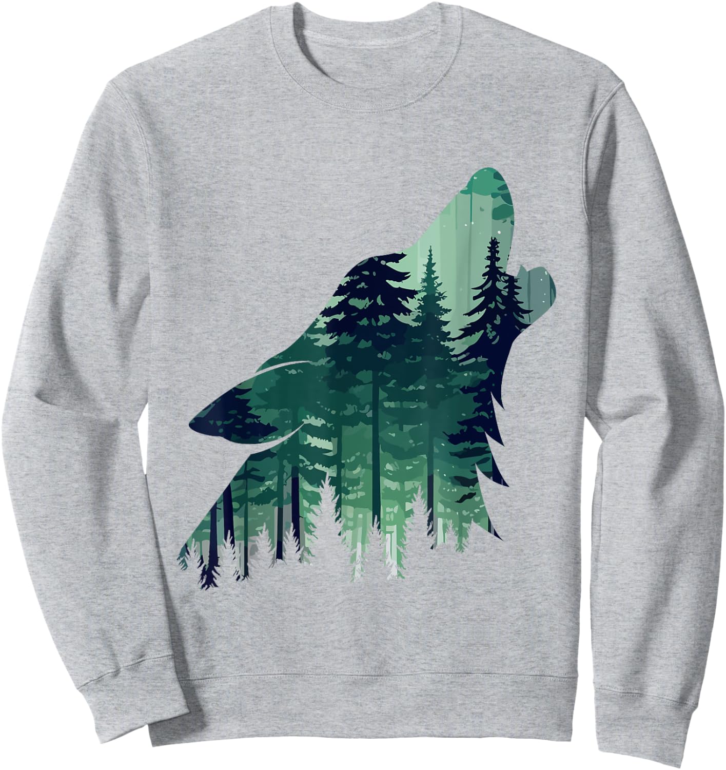Landscape Animal Art Nature Forest Hiking Howling Wolf Sweatshirt - Sweatshirt | Ash