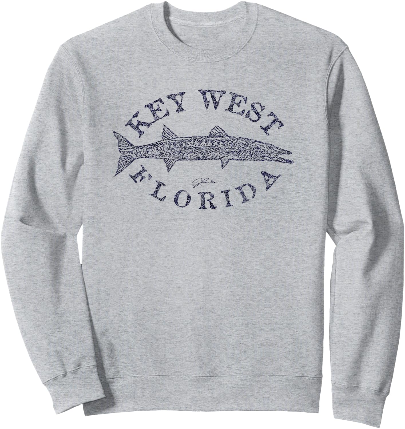 JCombs: Key West, FL, Great Barracuda (Distressed) Sweatshirt - Sweatshirt | Ash