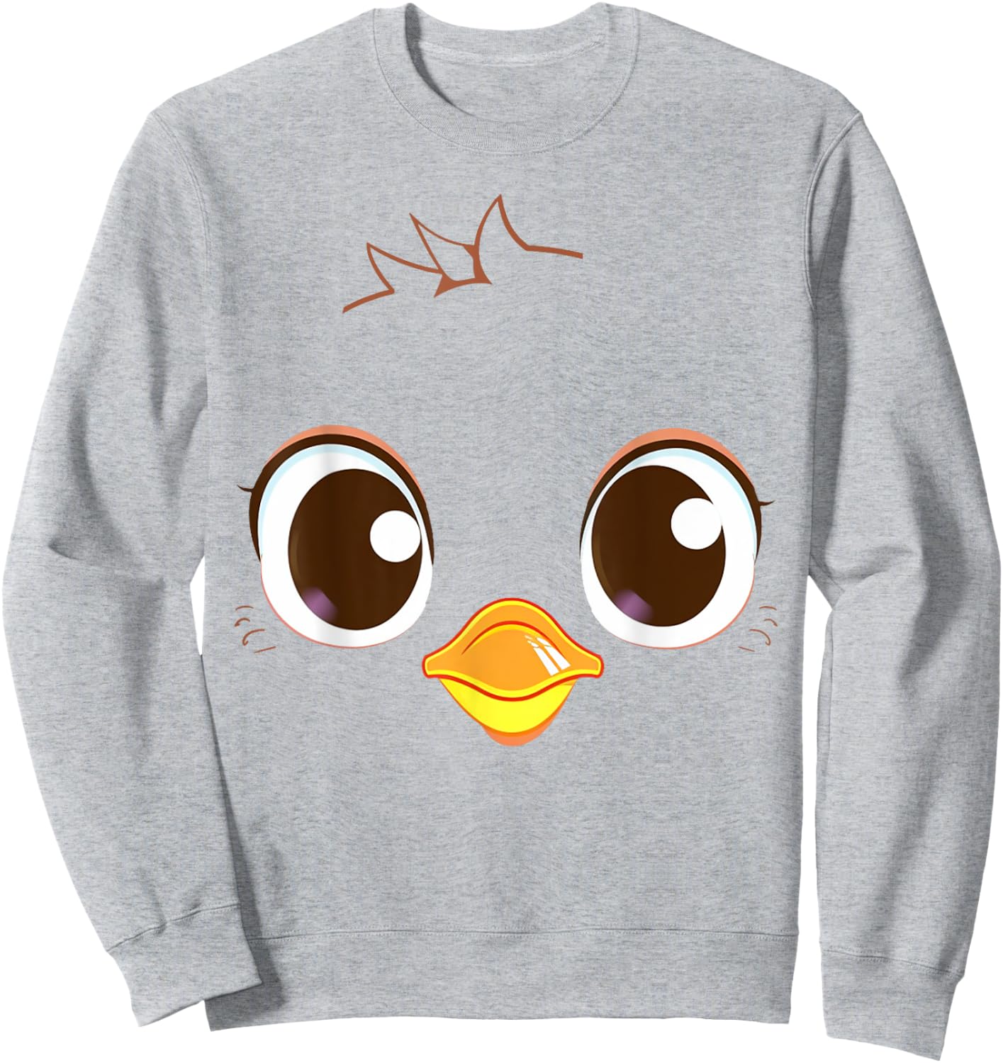 Cute Chick Face Yellow Chicken Costume Sweatshirt - Sweatshirt | Ash