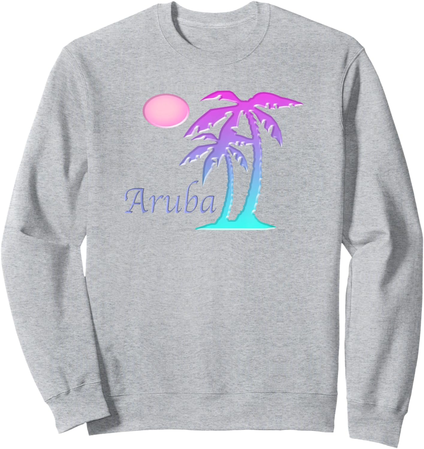 ARUBA Vacation Souvenir Gift Sun Palm Tree Sunset Sweatshirt - Sweatshirt | Ash
