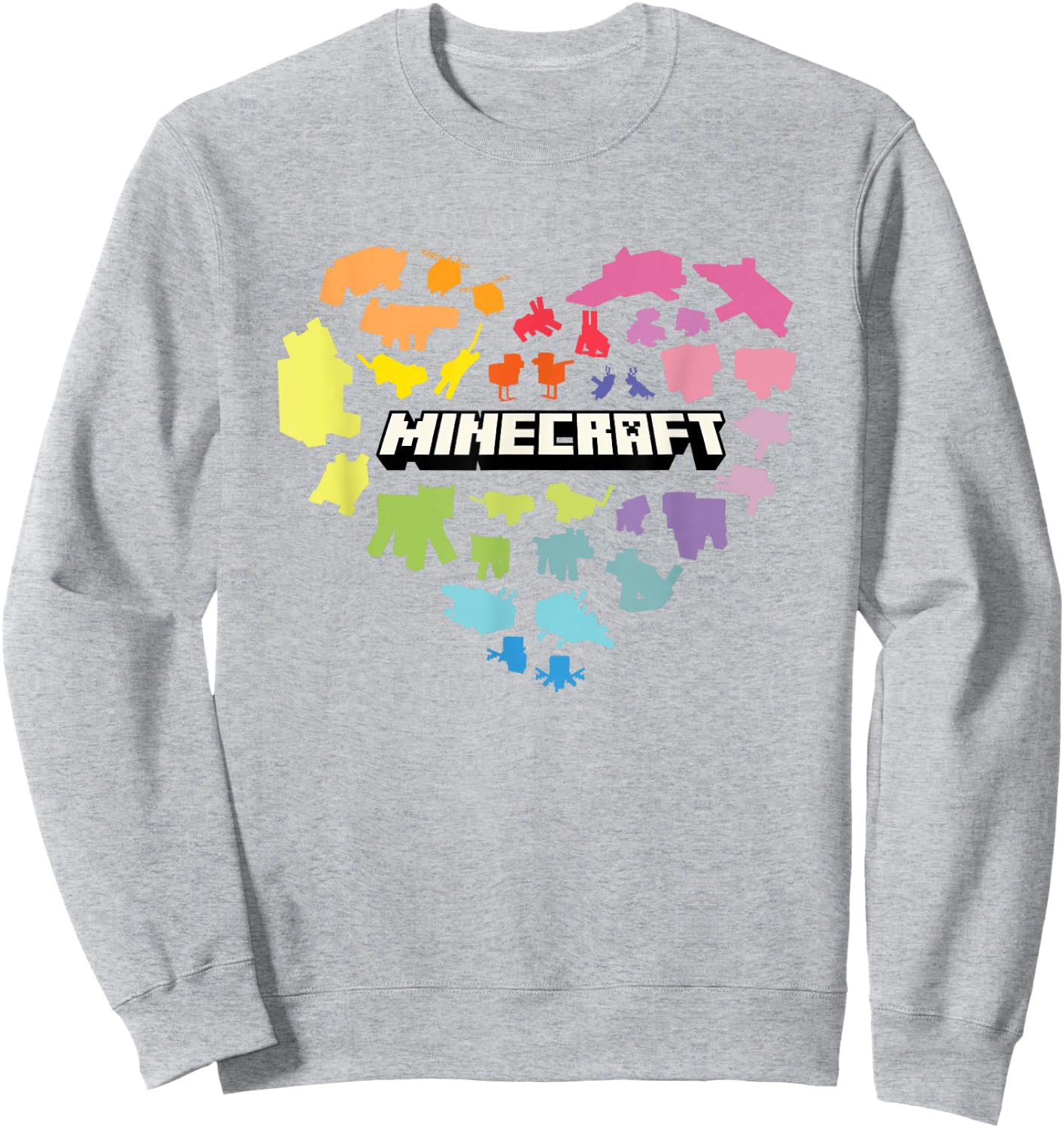 Minecraft Valentine's Day Heart Shaped Rainbow Icons Sweatshirt - Sweatshirt | Ash