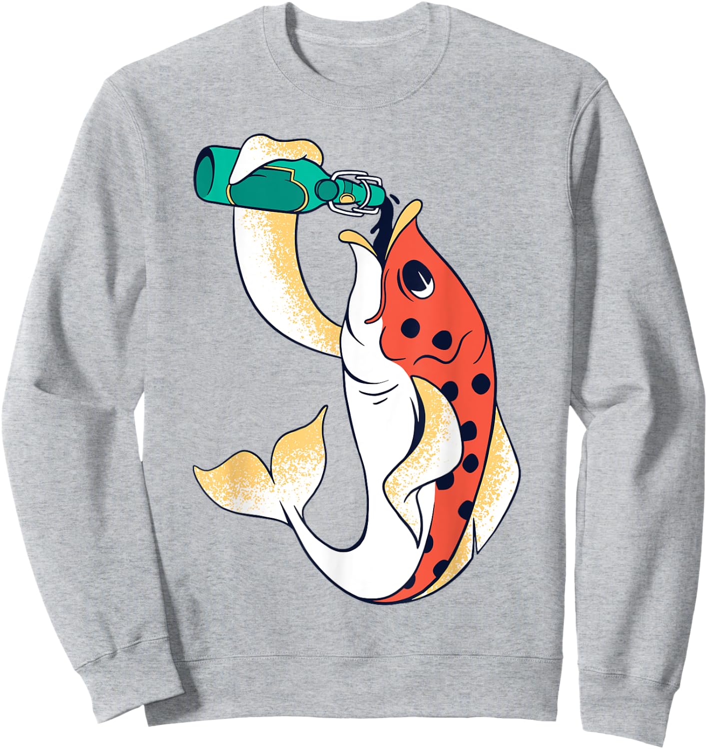 Fish Drinking Beer Funny Fishing and Drinking Lover Design Sweatshirt - Sweatshirt | Ash