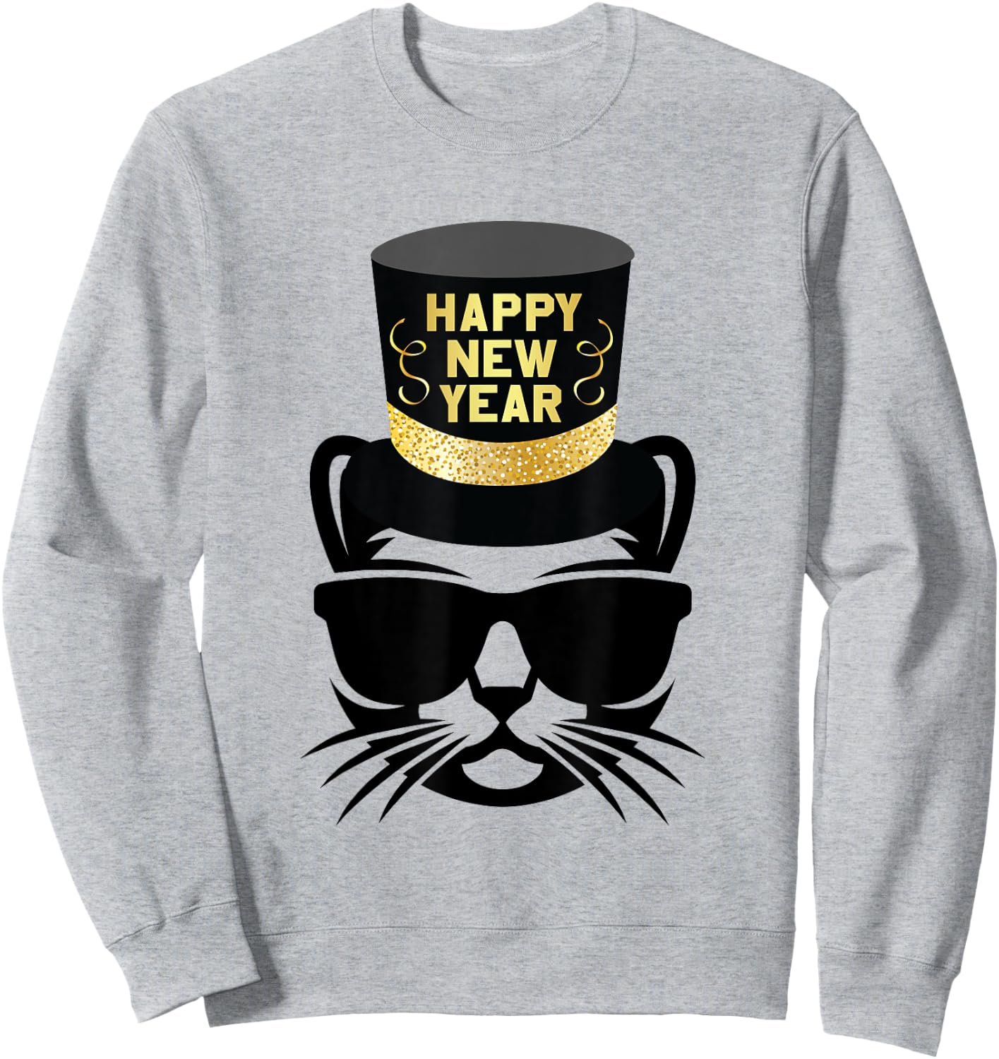 Happy New Year Cat Sweatshirt - Sweatshirt | Ash