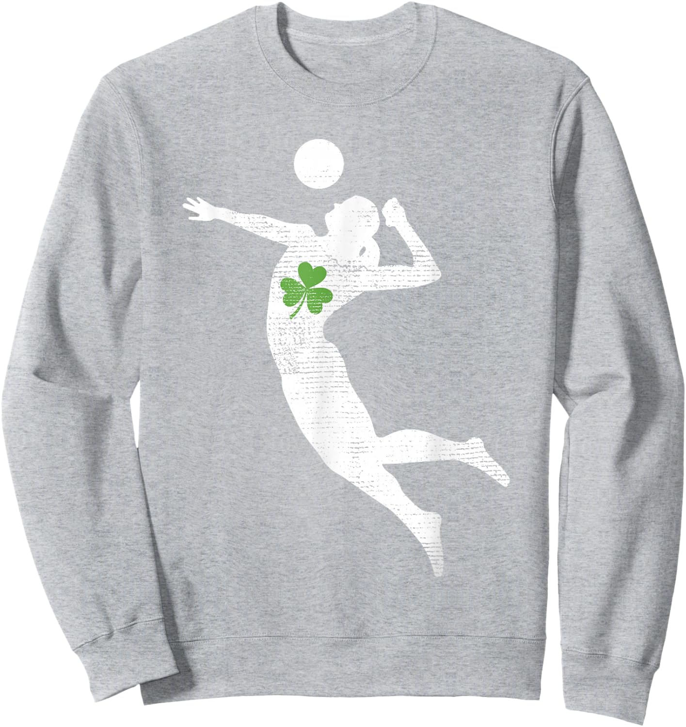 Volleyball Lovers Green Shamrock Leaf St Patricks Day Sweatshirt - Sweatshirt | Ash