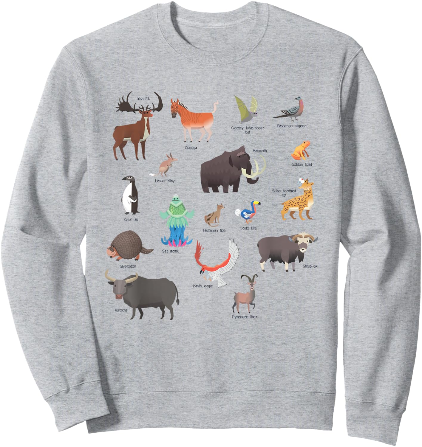 Extinct Animals Chart Design Dodo Learning Gift Kids Sweatshirt - Sweatshirt | Ash