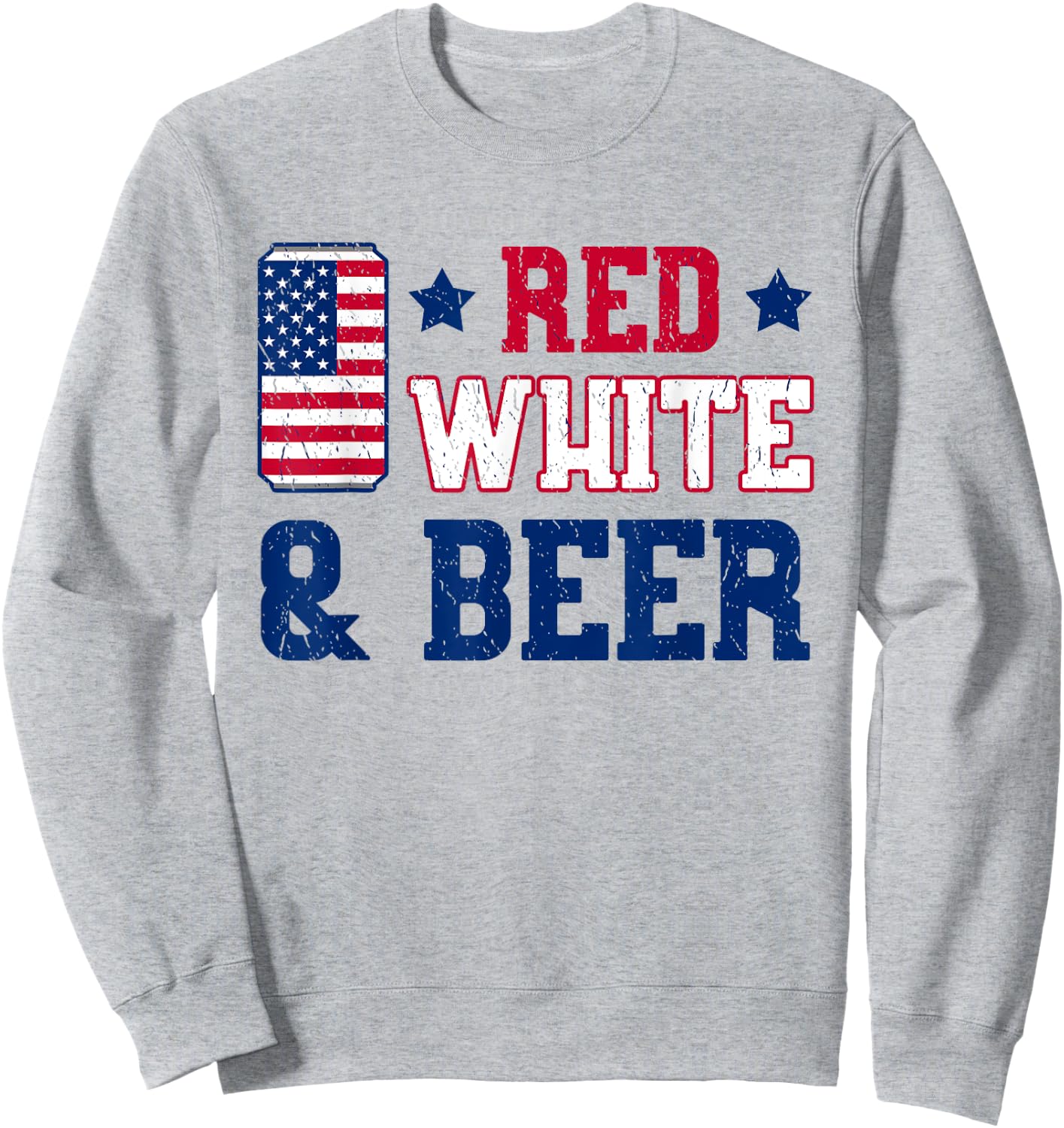 Red White And Beer Shirt - USA 4th of July Gift Sweatshirt - Sweatshirt | Ash
