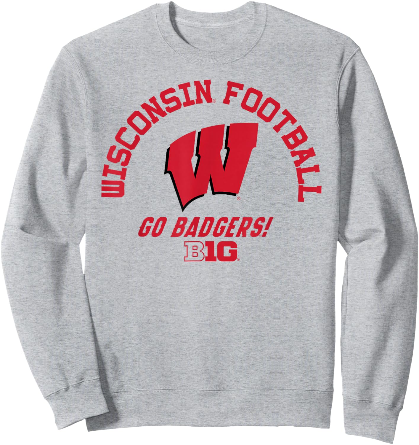 Wisconsin Badgers Big 10 Football White Officially Licensed Sweatshirt - Sweatshirt | Ash