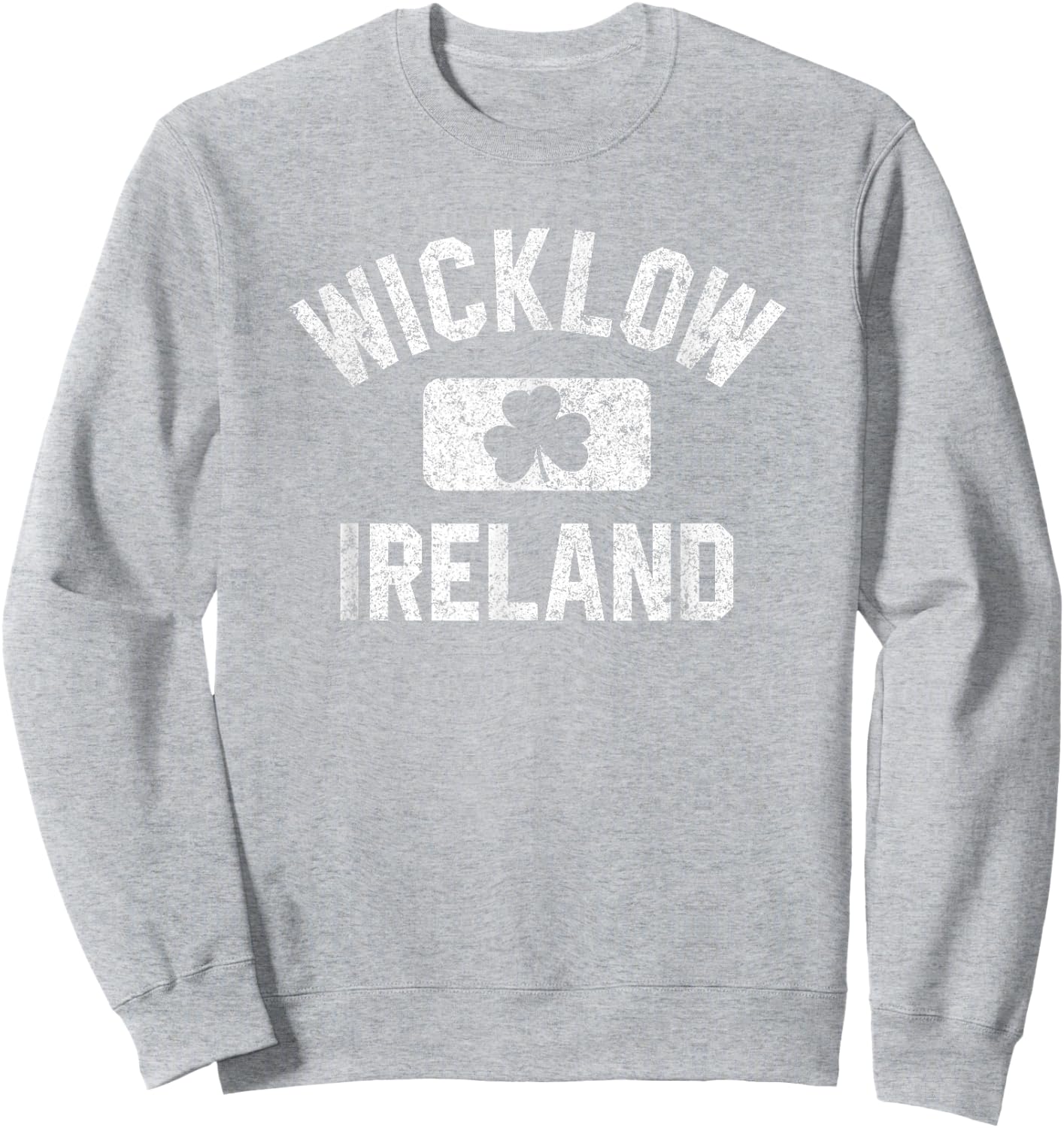 Wicklow Ireland Gym Style Distressed White Print Sweatshirt - Sweatshirt | Ash
