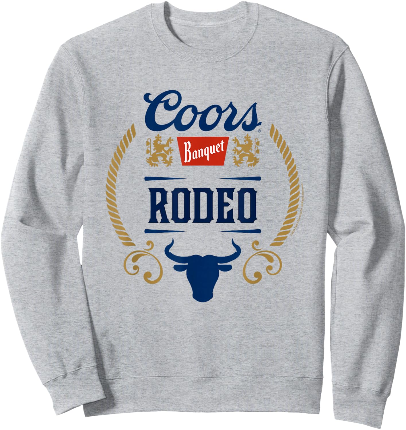Coors Banquet Rodeo Bull Horns Framed Badge Sweatshirt - Sweatshirt | Ash