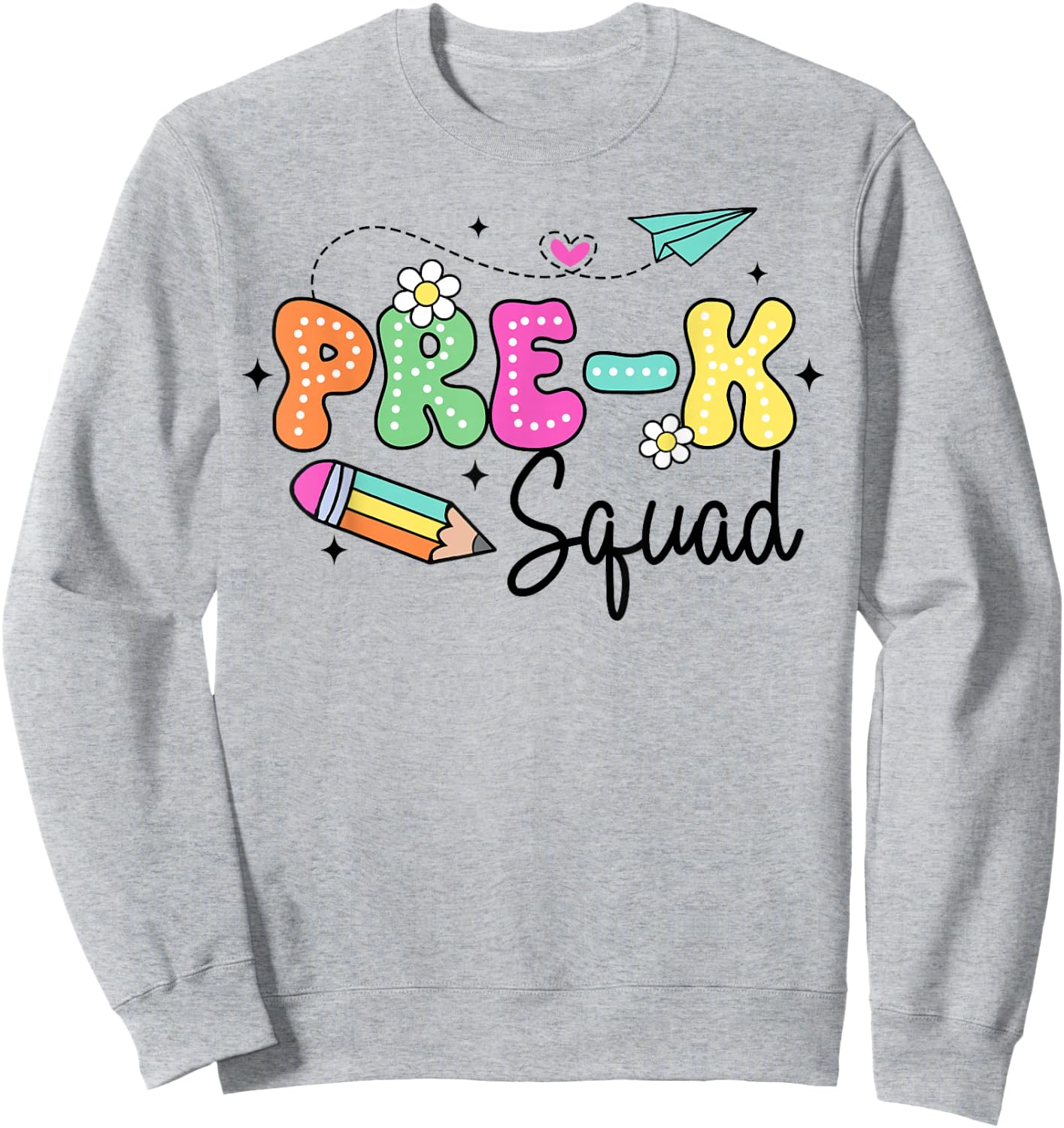 Pre-K Squad Student Teacher Back To School Groovy PreK Team Sweatshirt - Sweatshirt | Ash
