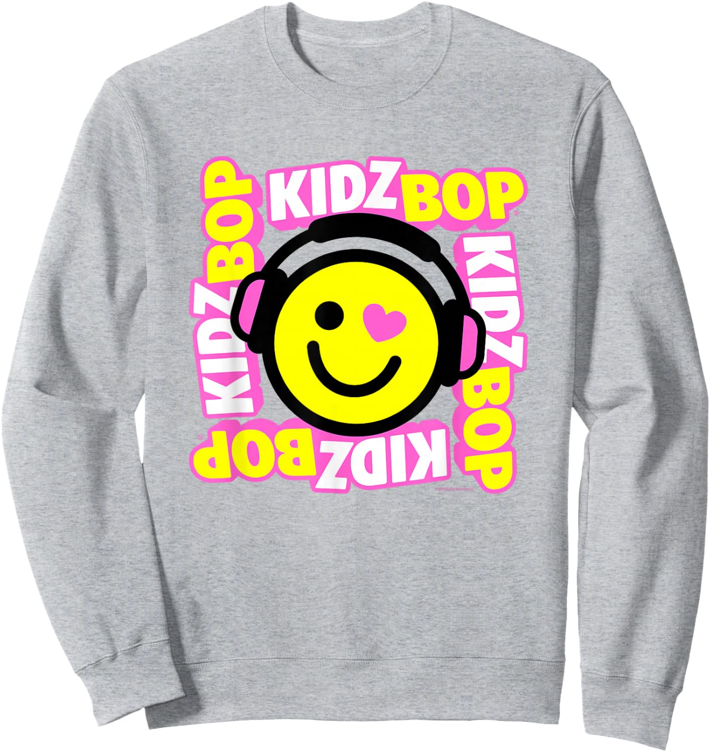 Kidz BOP Merch – Heart Smiley Face with Headphones Sweatshirt - Sweatshirt | Ash