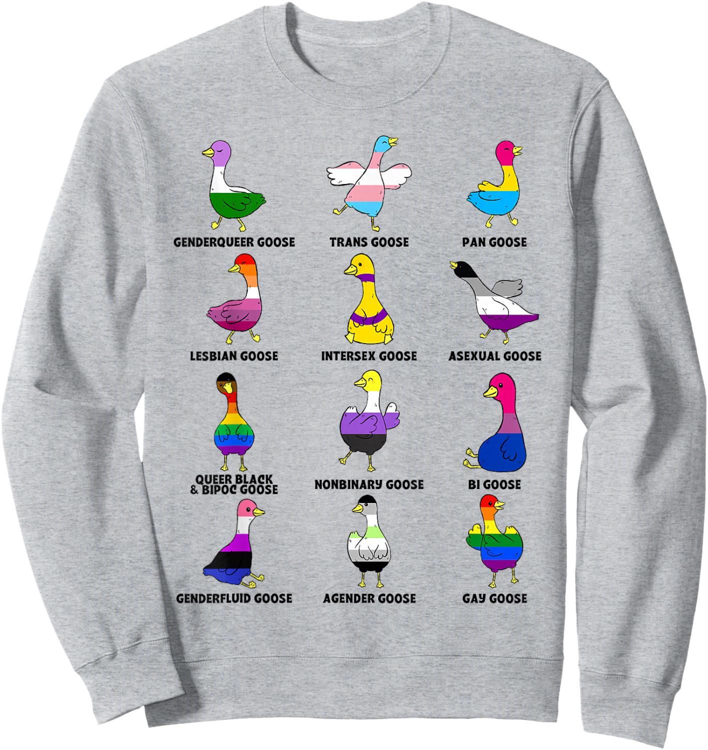Cute Goose Geese LGBTQ Pride Month Rainbow Flag Proud Ally Sweatshirt - Sweatshirt | Ash