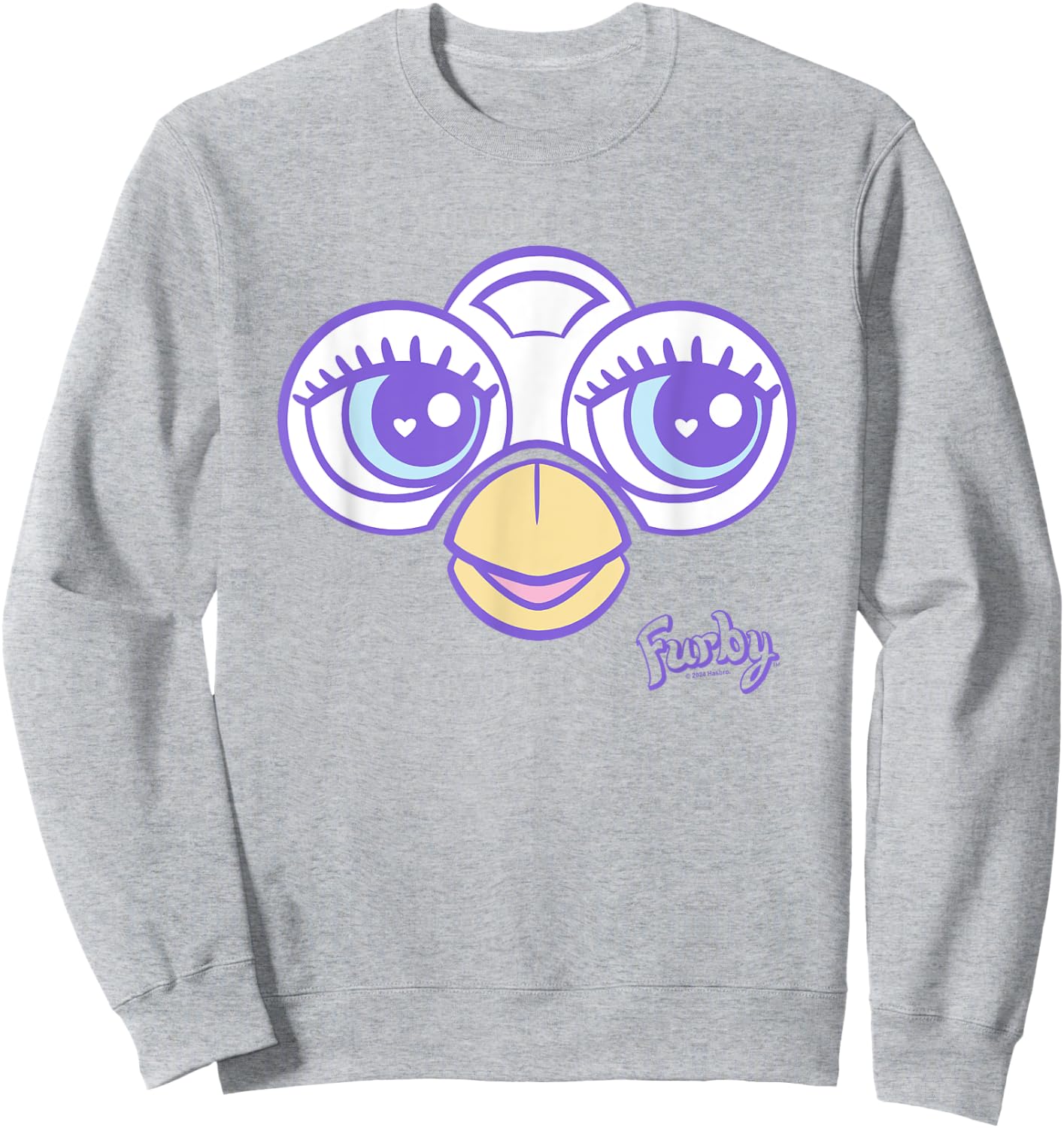 Furby Big Cute Face Big Chest Frame Logo Sweatshirt - Sweatshirt | Ash