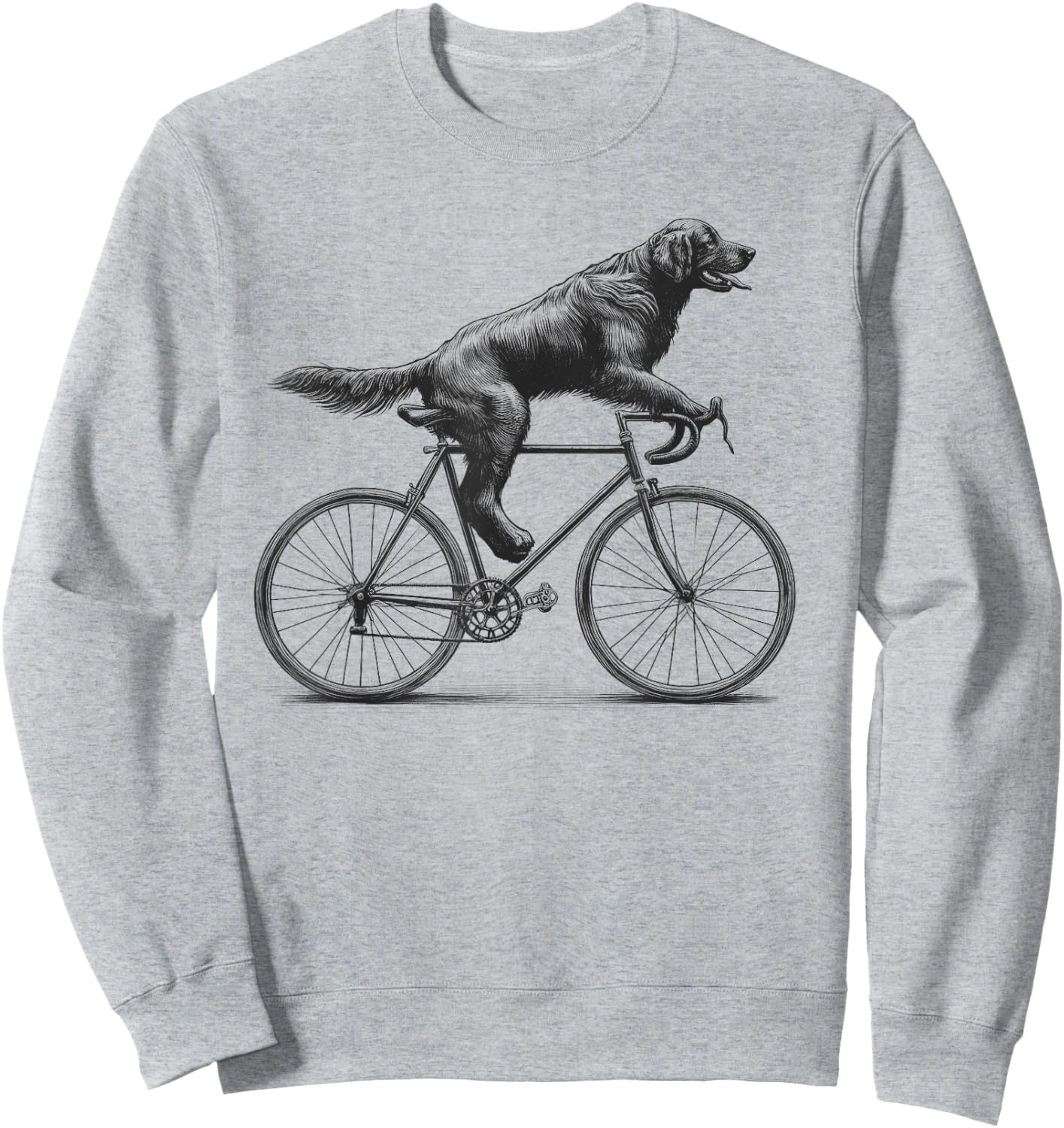 Flat-Coated Retriever Dog Riding Bike Bicycle Biker Cycling Sweatshirt - Sweatshirt | Ash