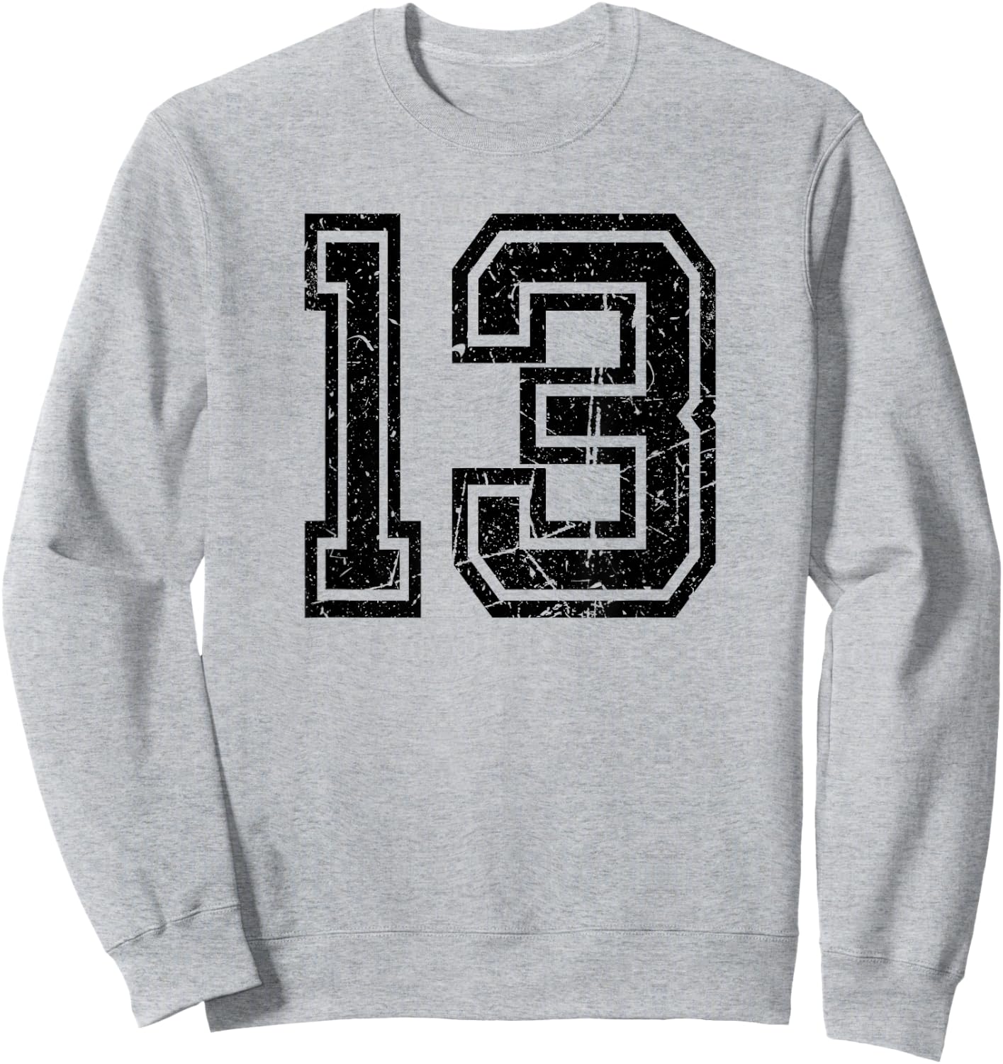 Number #13 Sports Team Retro Number Sweatshirt - Sweatshirt | Ash
