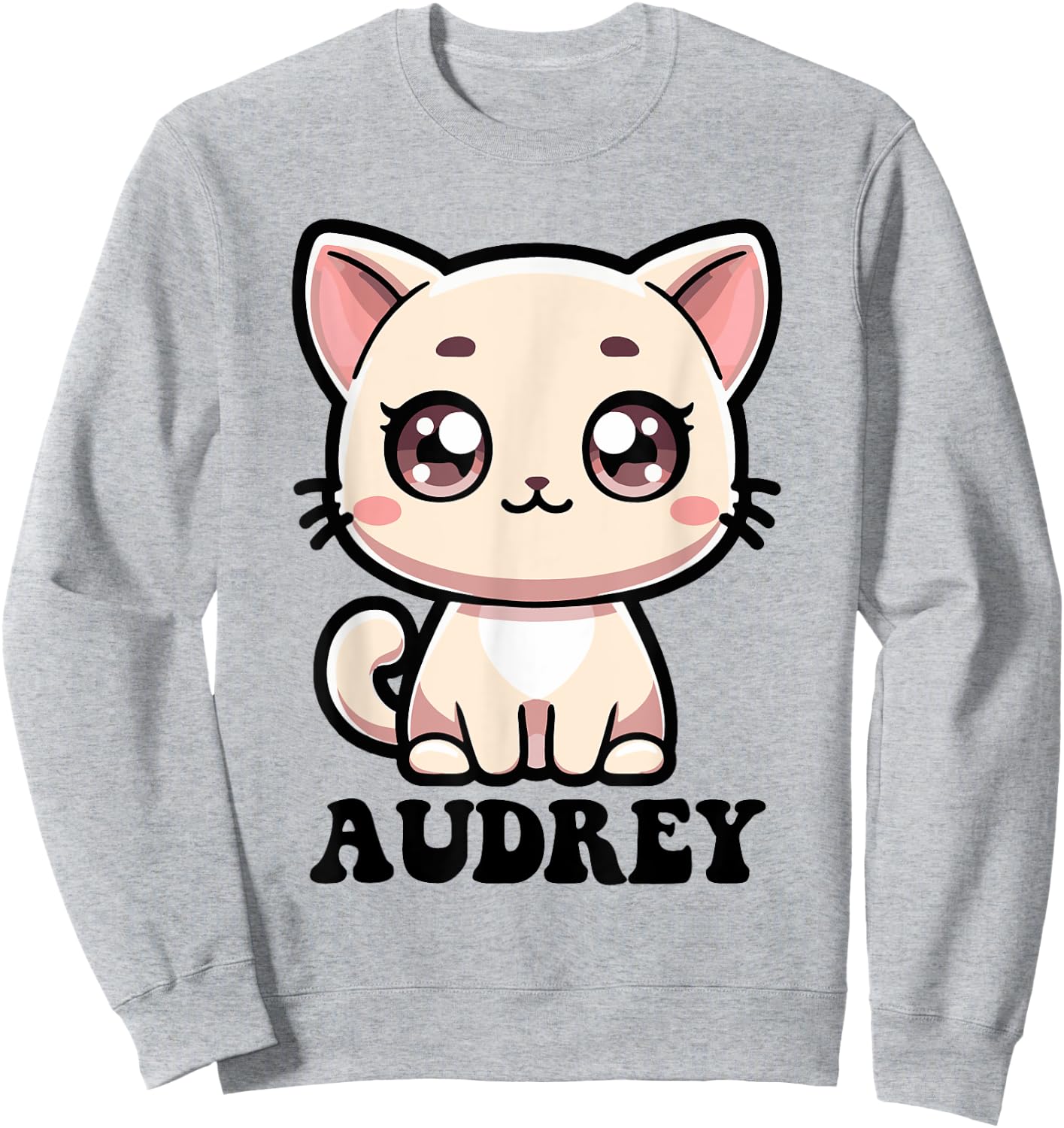 Audrey Cute Kitty Cat Design for Girls Name Audrey Sweatshirt - Sweatshirt | Ash