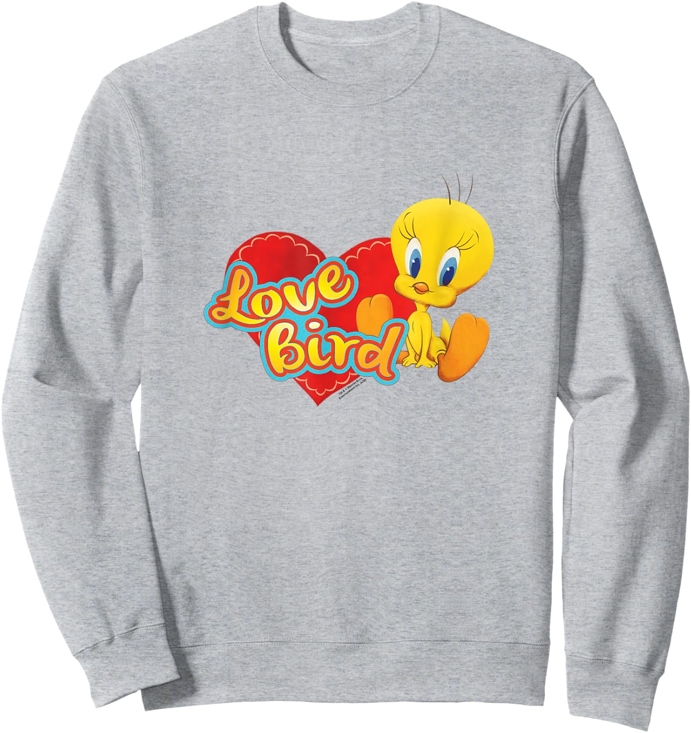 Popfunk -Adult Yellow Cartoon Tweety Love Bird Valentine's Day Sweatshirt - Sweatshirt | Ash