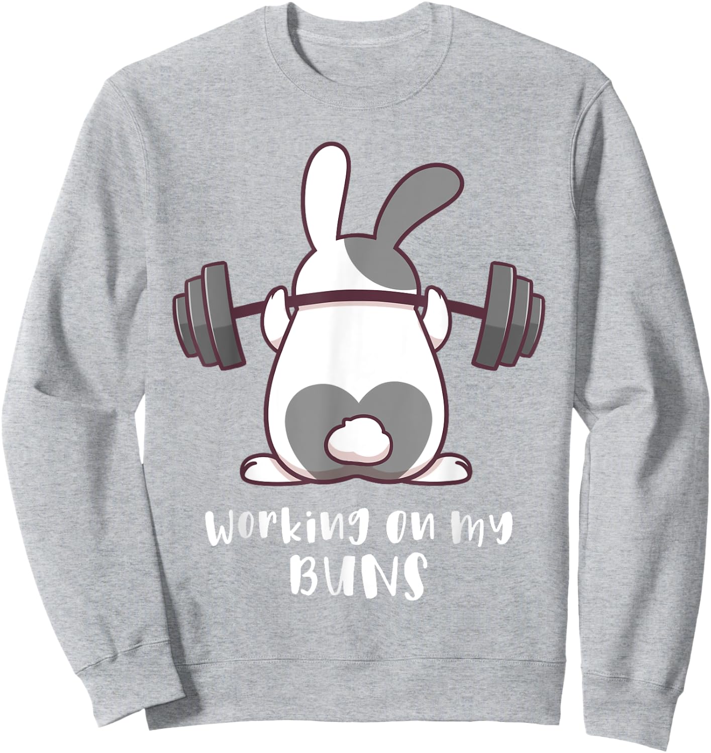Working On My Buns Bunny Workout Gym Pun Gift Cute T Shirt Sweatshirt - Sweatshirt | Ash