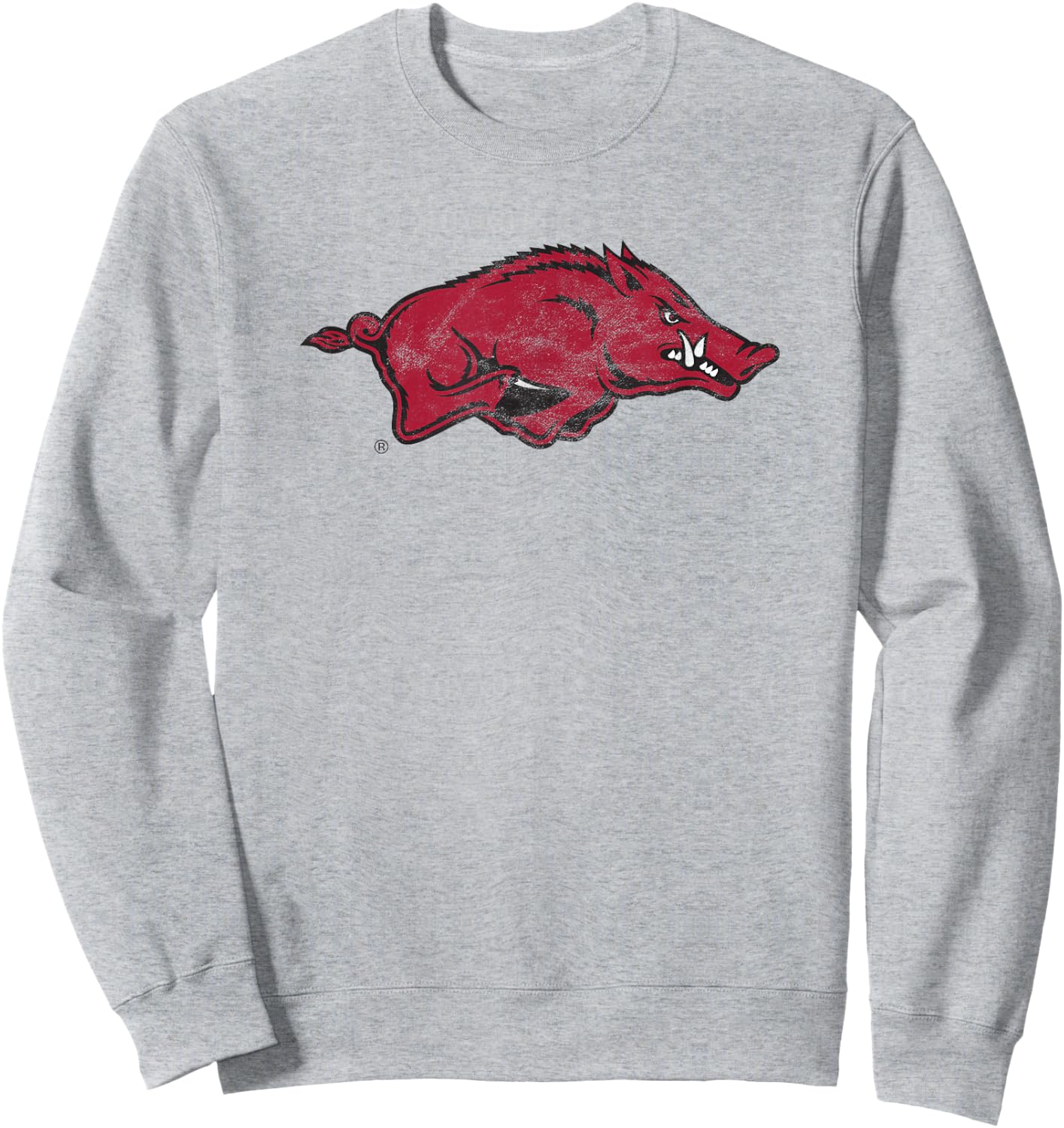 University of Arkansas Razorbacks Distressed Primary Logo Sweatshirt - Sweatshirt | Ash