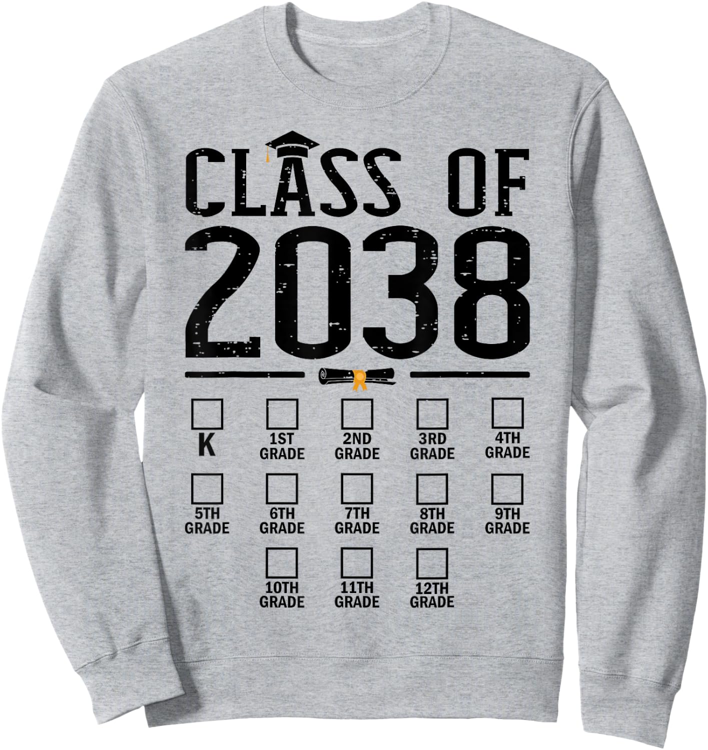 Class of 2038 grow with me checklist kindergarten 12th grade Sweatshirt - Sweatshirt | Ash