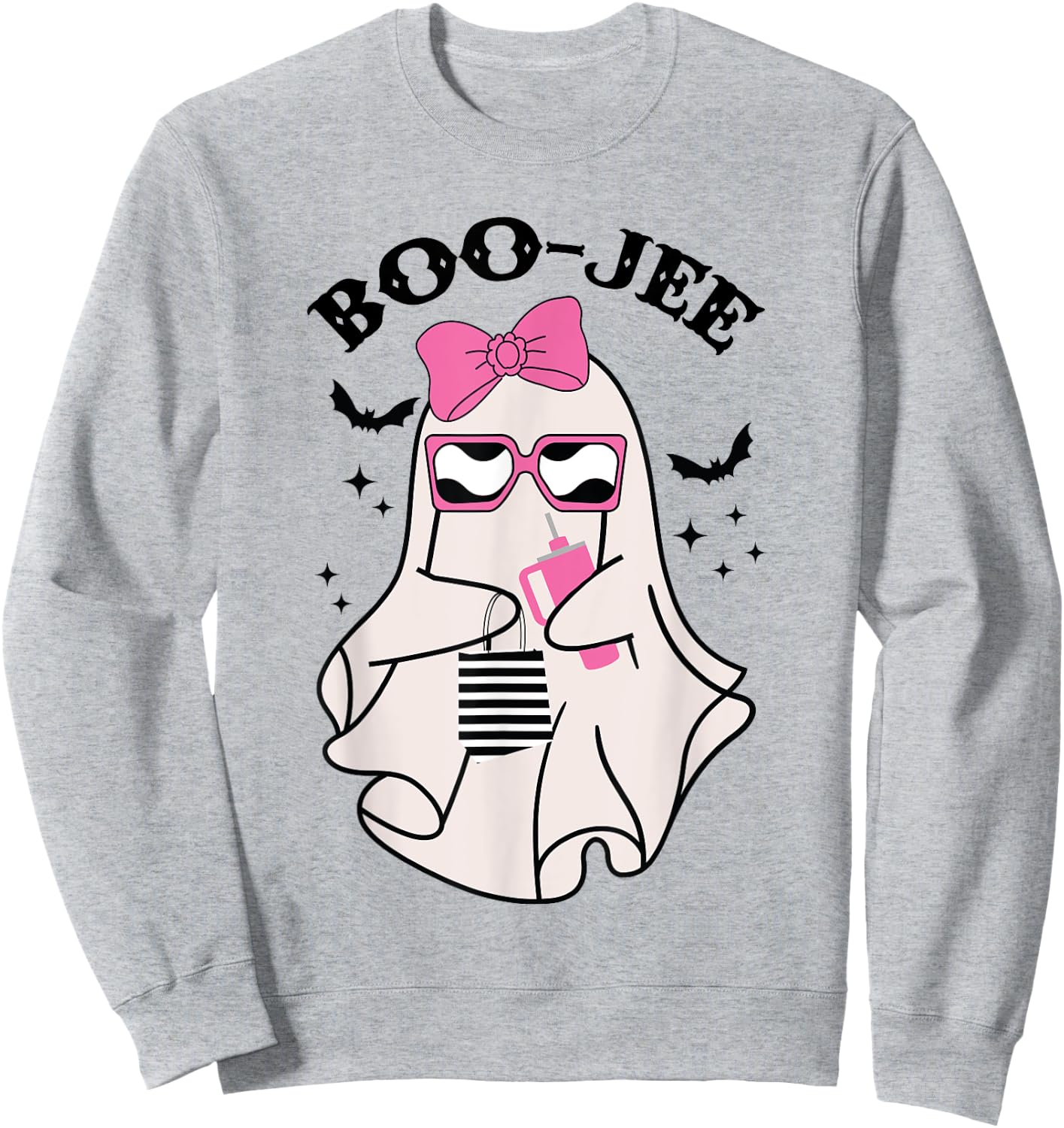 Boo-Jee Funny Halloween Cute Pink ghost Spooky season Sweatshirt - Sweatshirt | Ash
