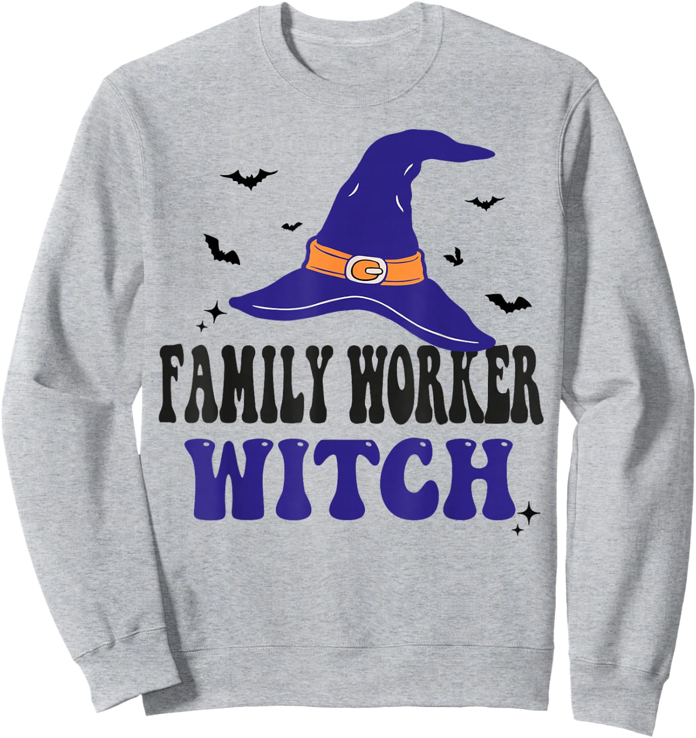 Family Worker Witch Halloween Funny Matching Group Costume Sweatshirt - Sweatshirt | Ash