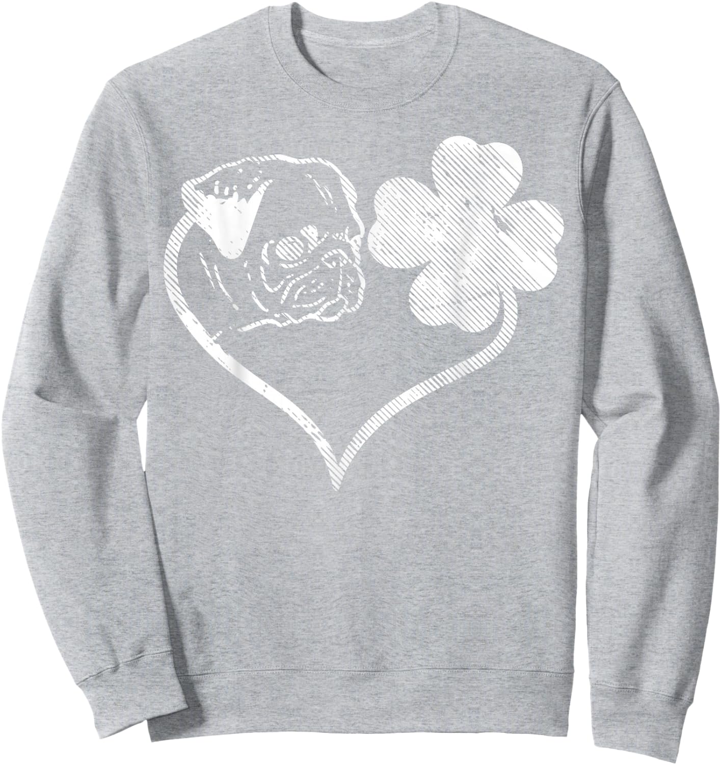 Irish Pug Face Shamrock Clover St Patricks Day Dog Owner Sweatshirt - Sweatshirt | Ash