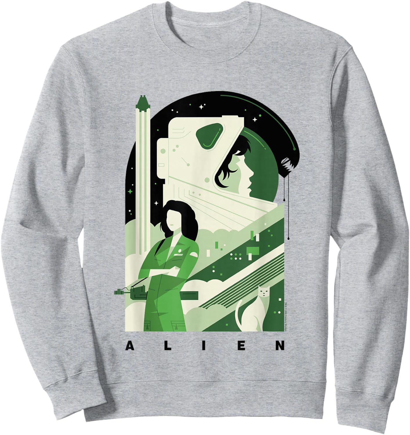 Aliens Iconic Strong Ellen Ripley Silhouette Chest Poster Sweatshirt - Sweatshirt | Ash