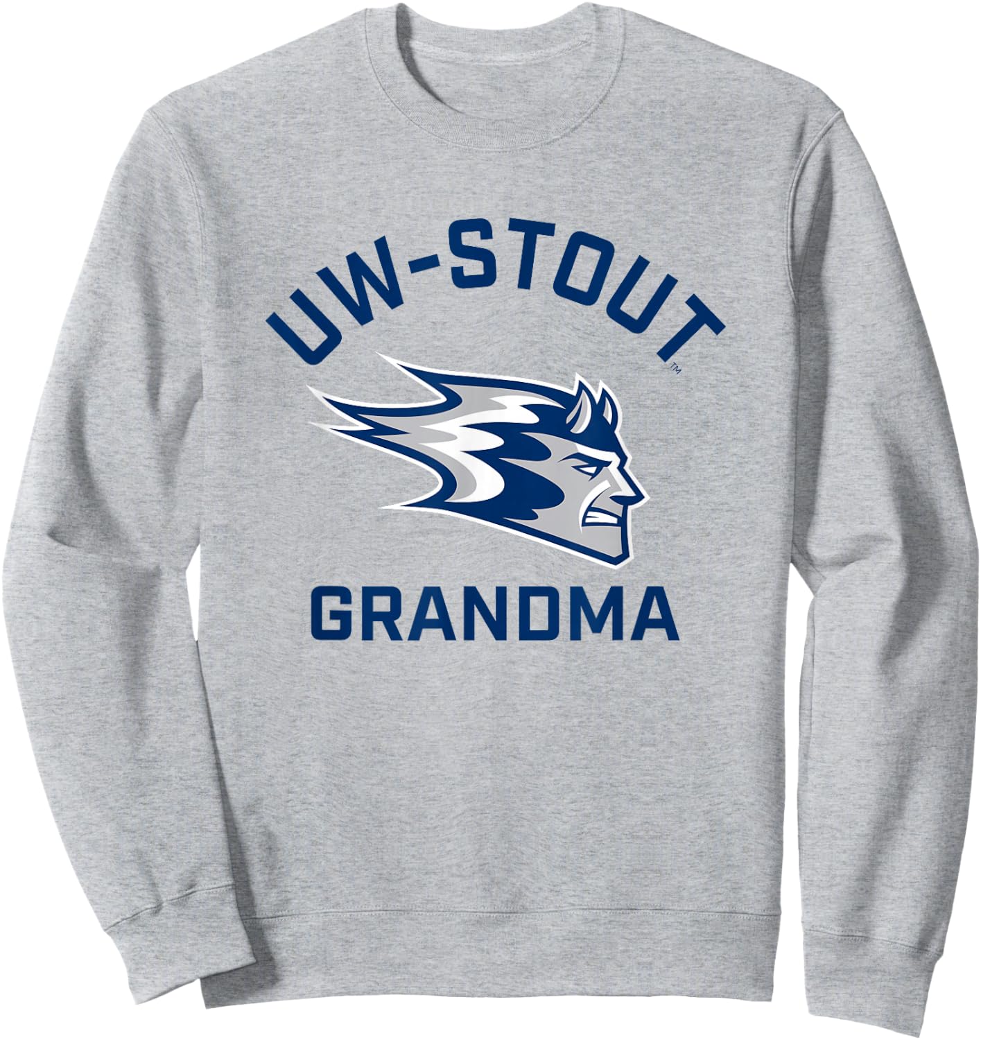 University of Wisconsin-Stout Blue Devils Arched Grandma Sweatshirt - Sweatshirt | Ash