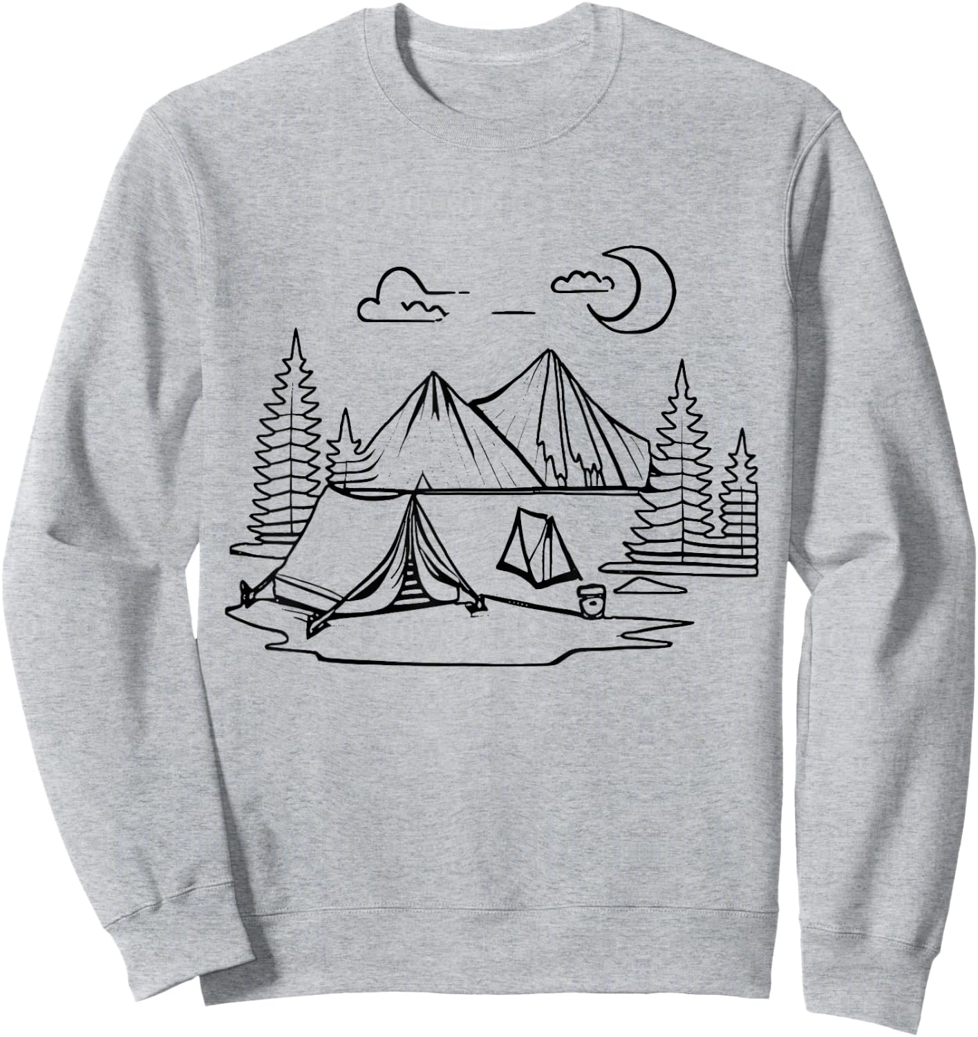 Tent camp Camping coloring and painting yourself coloring Sweatshirt - Sweatshirt | Ash