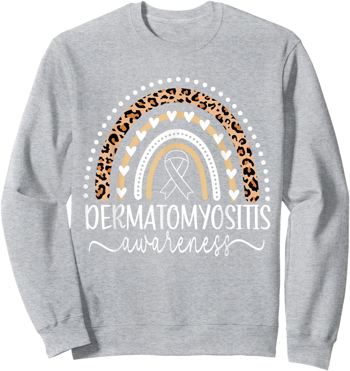 Wear Blue Dermatomyositis Awareness Leopard Rainbow Sweatshirt - Sweatshirt | Ash