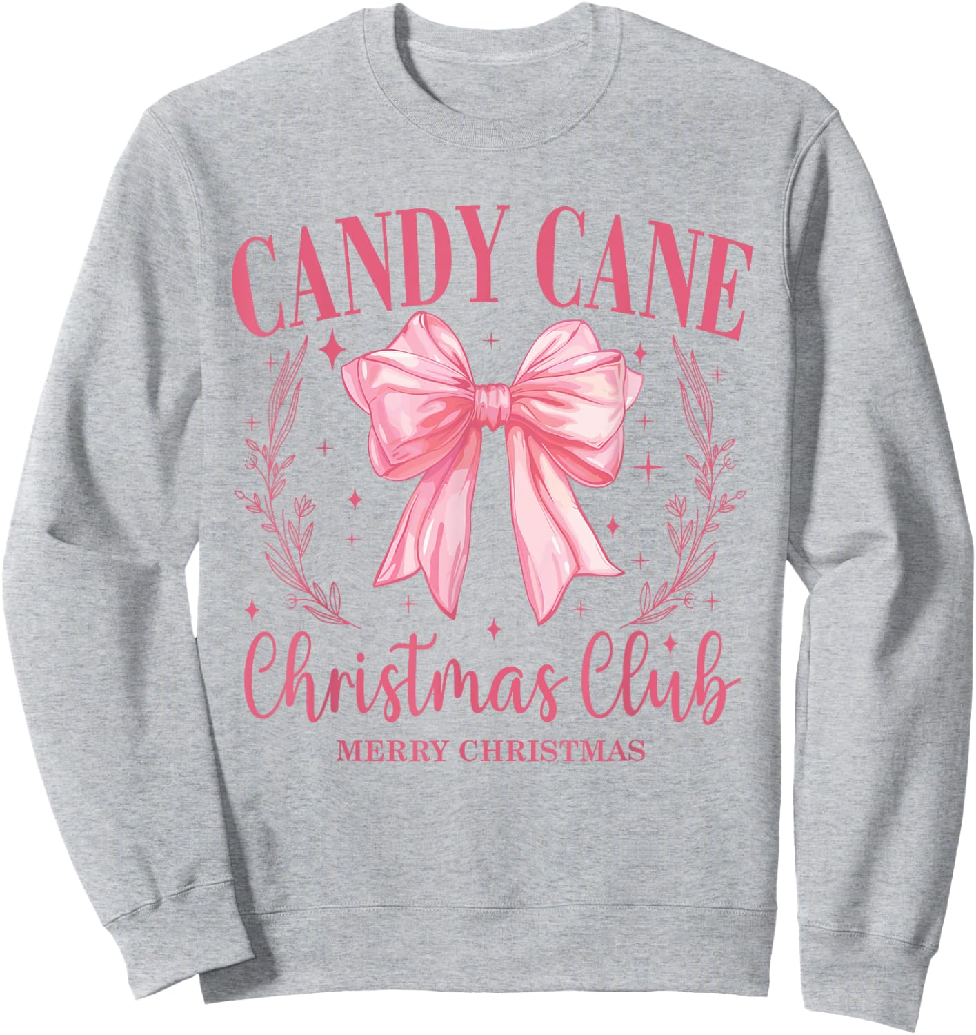 Candy Cane Christmas Club Pink Bow Vintage Christmas Sweatshirt - Sweatshirt | Ash