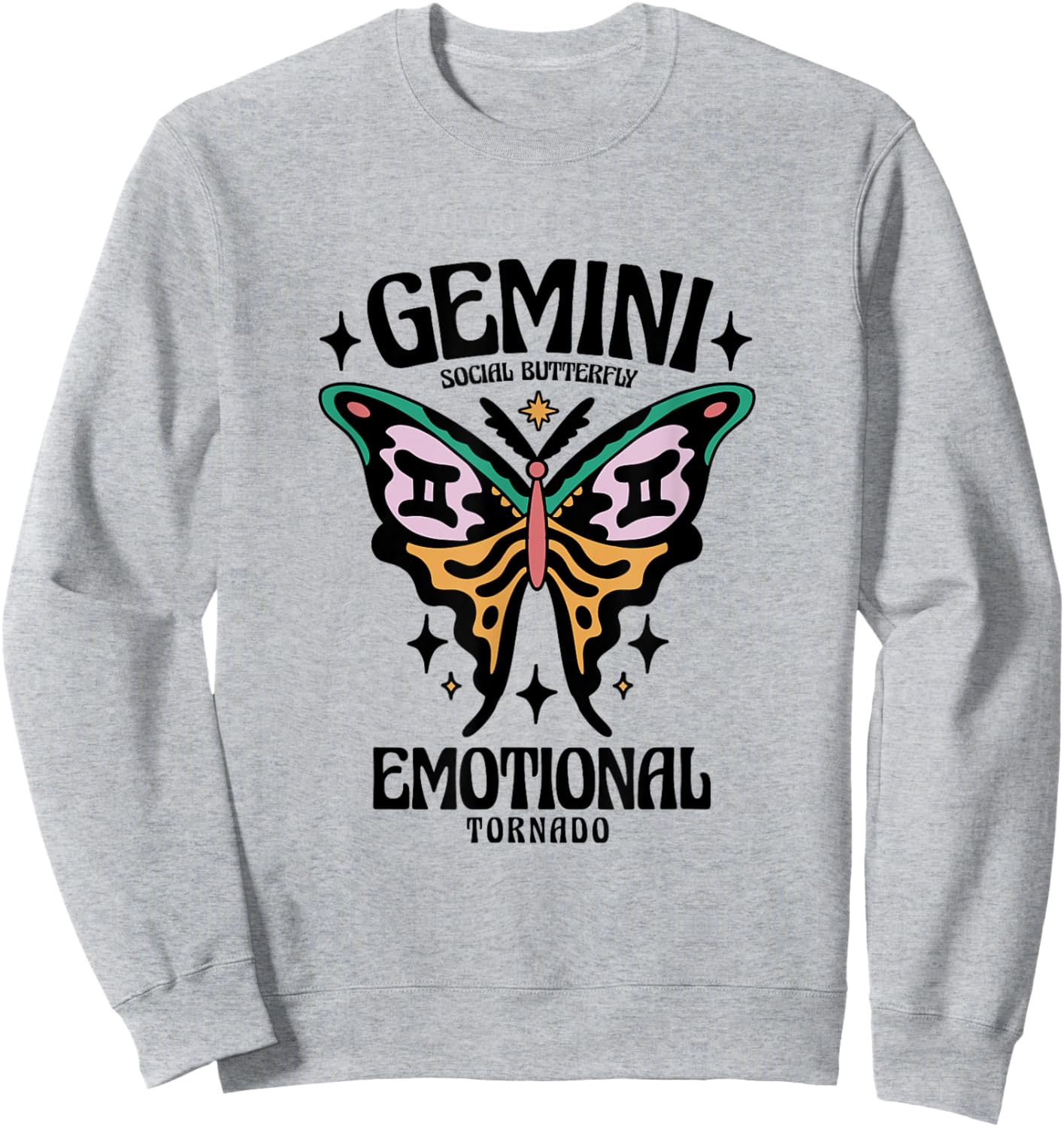 Gemini Social Butterfly Emotional Tornado Apparel Sweatshirt - Sweatshirt | Ash