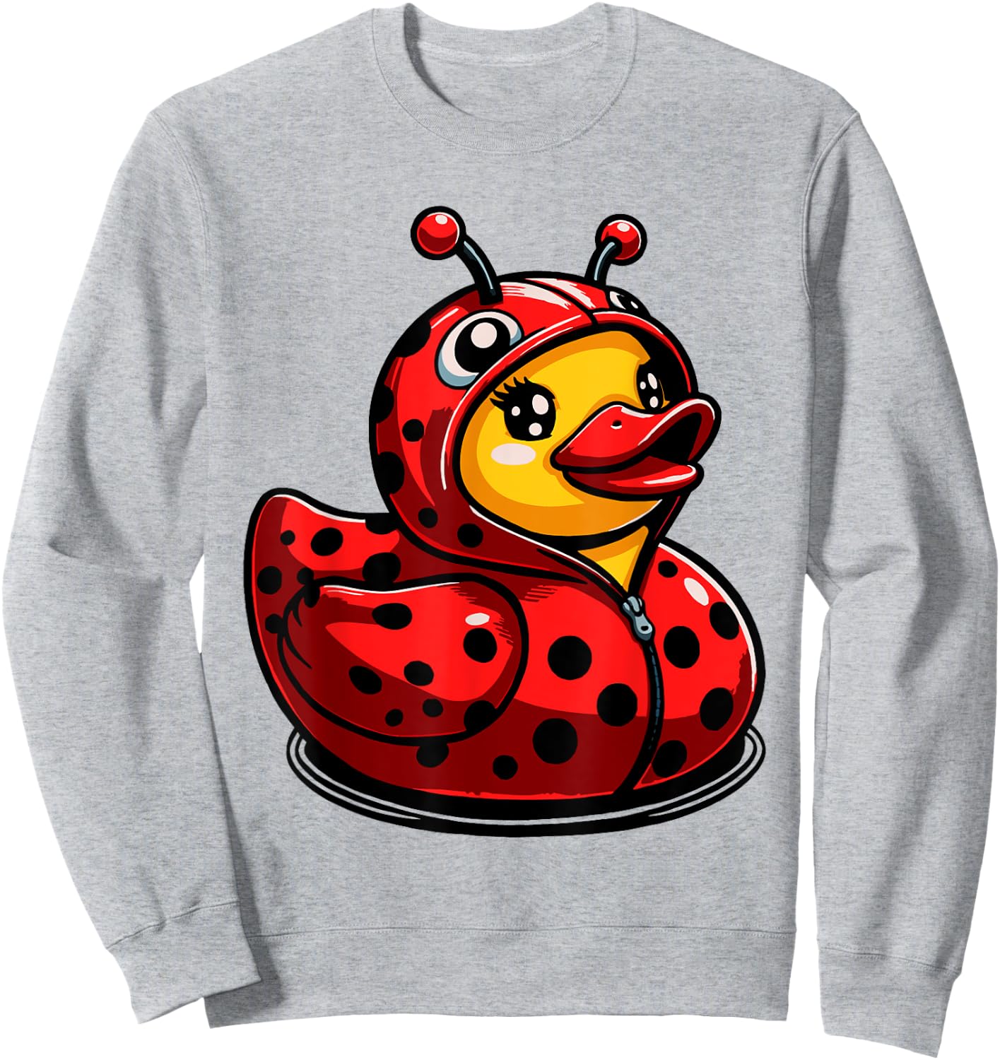 Ladybugs Ducks Ladybug Duck Lady Beetles Duckling - -Kids, Grey, Small, Short Sleeve, Cartoon, Halloween Sweatshirt - Sweatshirt | Ash