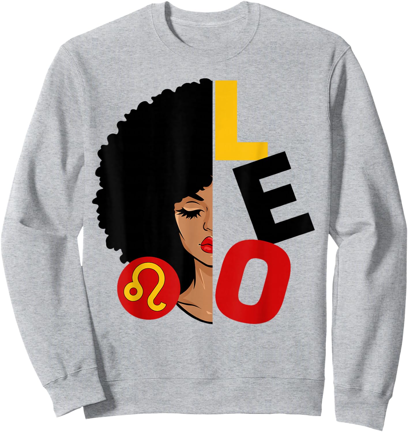 Leo Queen Afro Black Woman Melanin Girl Zodiac Sign Sweatshirt - Sweatshirt | Ash