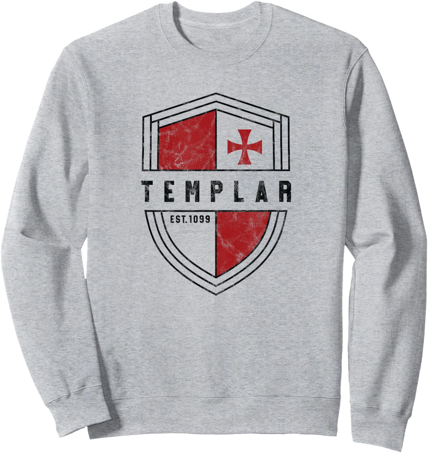 Templar Cross and Shield Vintage Medieval Cruise Sweatshirt - Sweatshirt | Ash