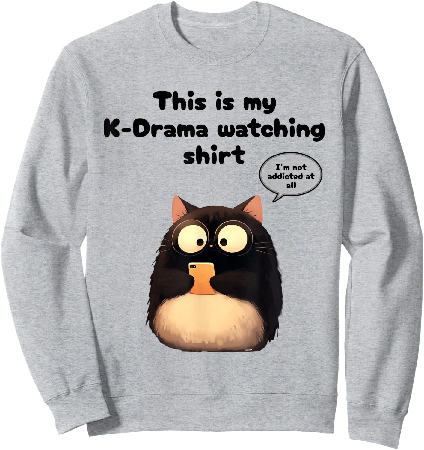 Kpop Gifts Co. -Adults, Teen Rabbit Kdrama Watching Cat Merch Korean Drama Merchandise Sweatshirt - Sweatshirt | Ash