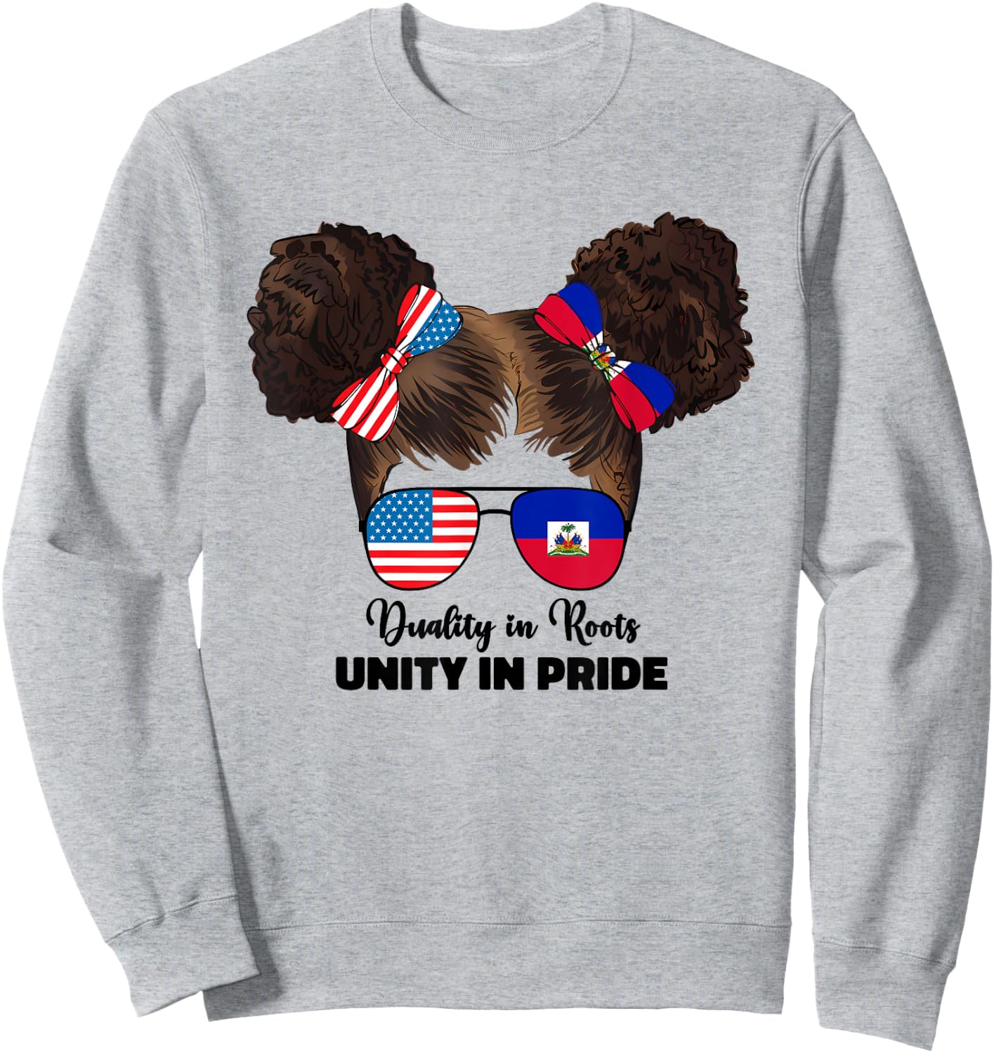 Half Haitian And American America Haiti Usa Flag Kids Girl Sweatshirt - Sweatshirt | Ash