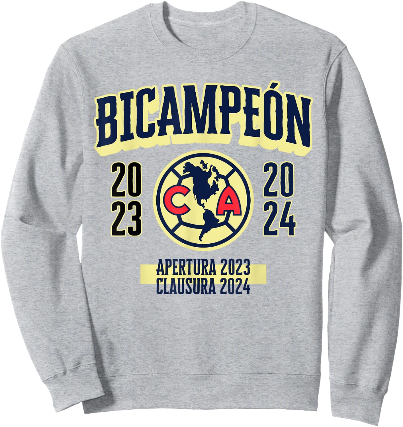 Club America Bicampeon Torneo Apertura 2023 - Clausura 2024 Sweatshirt - Sweatshirt | Ash