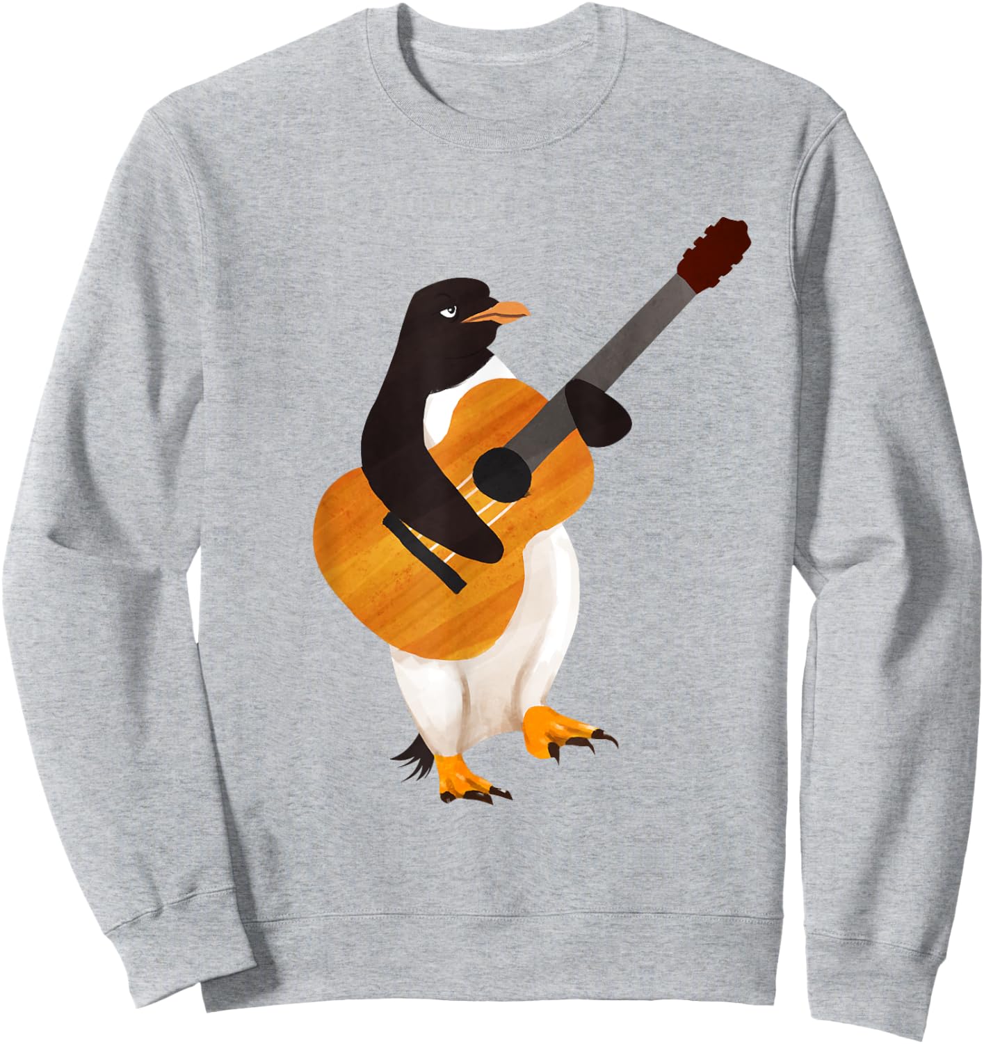 Penguin Arctic Bird Acoustic Guitar - Guitarist Sweatshirt - Sweatshirt | Ash