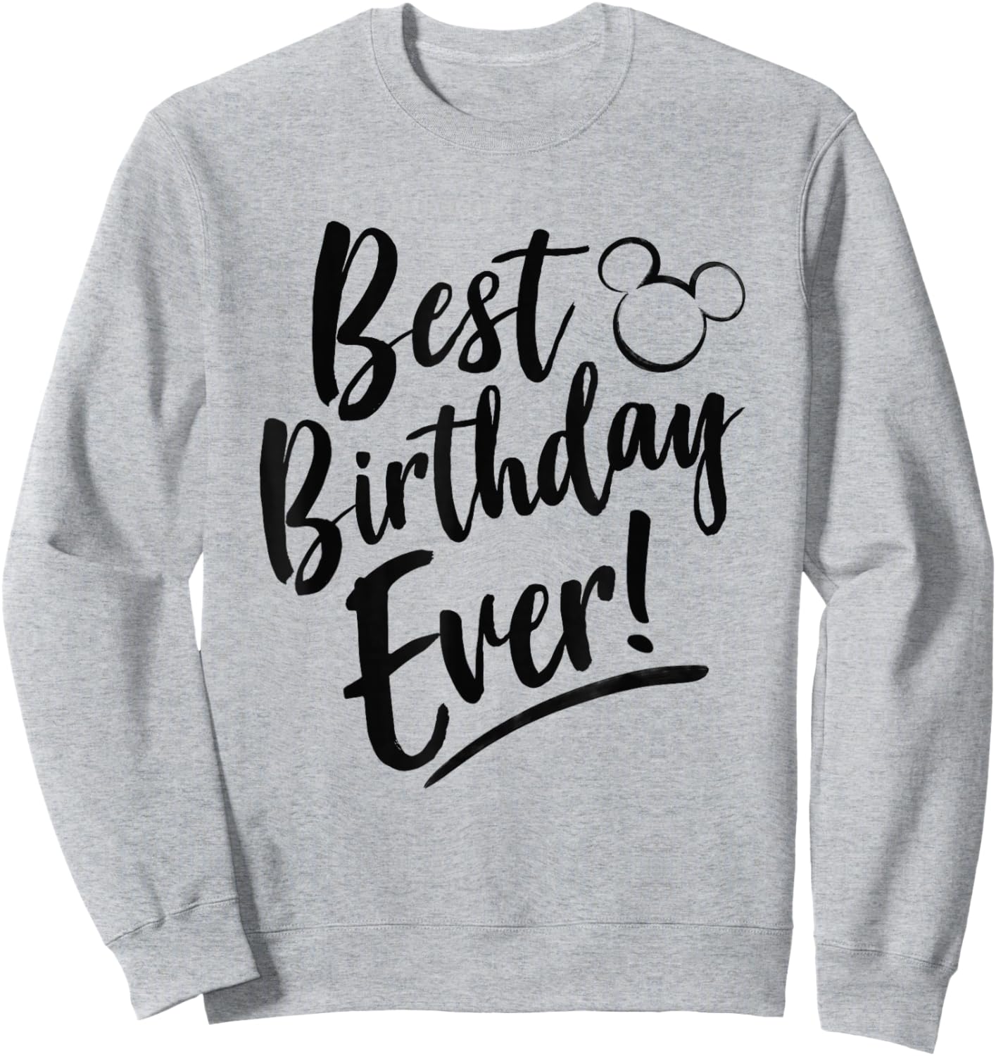 Disney Mickey And Friends Best Birthday Ever Classic Logo Sweatshirt - Sweatshirt | Ash
