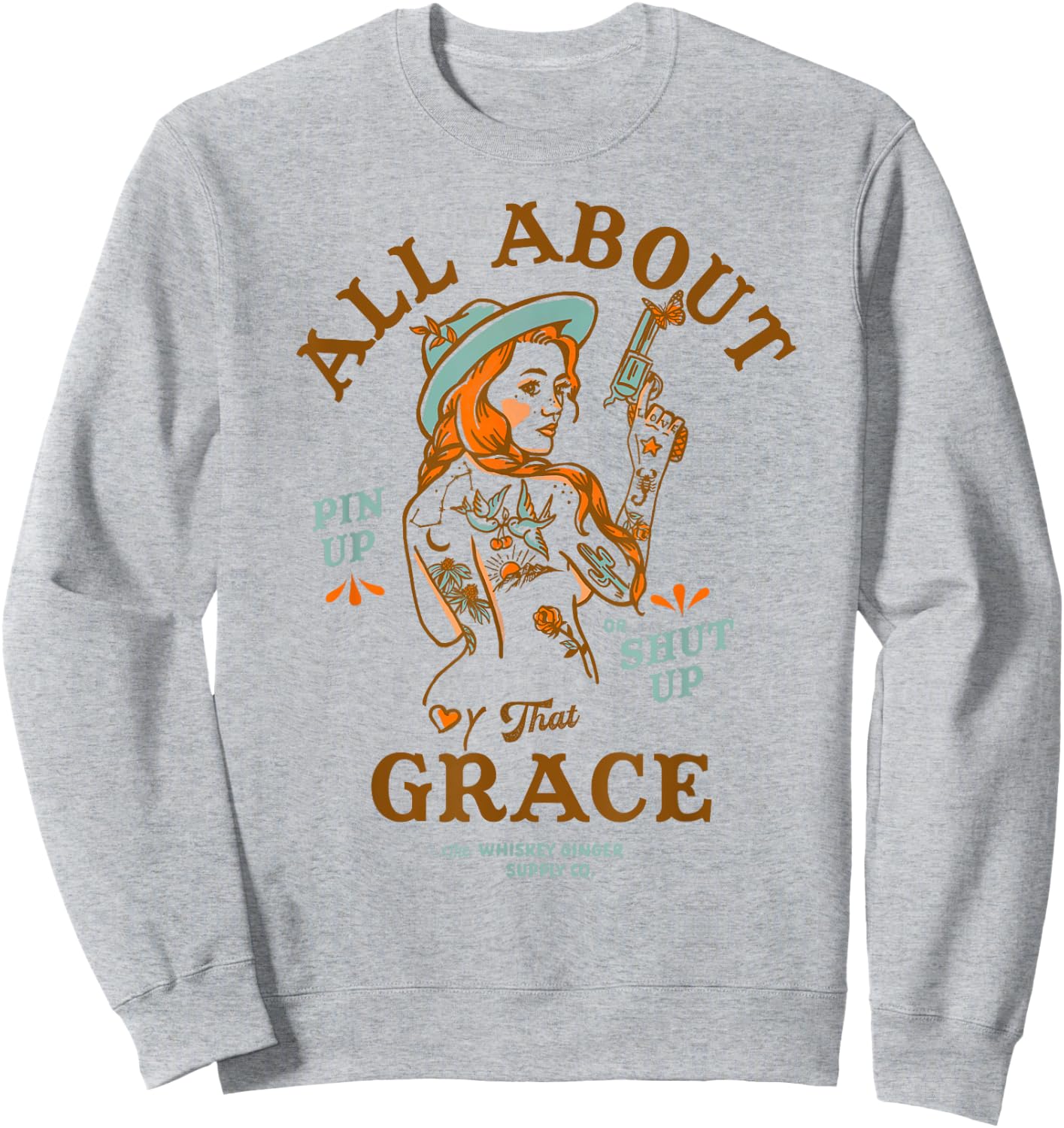 That Grace Women's Shirt Badass Redhead Tattoo Pin Up Girl Sweatshirt - Sweatshirt | Ash