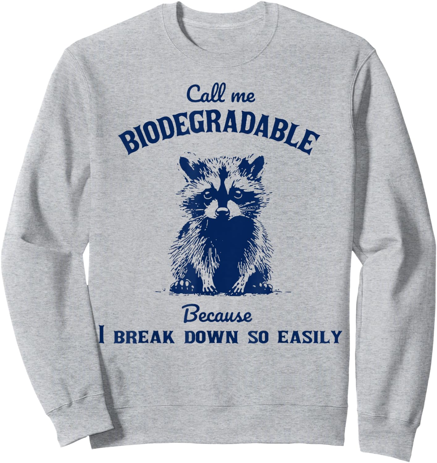 Call Me Biodegradable Because I Break Down So Easily Raccoon Sweatshirt - Sweatshirt | Ash