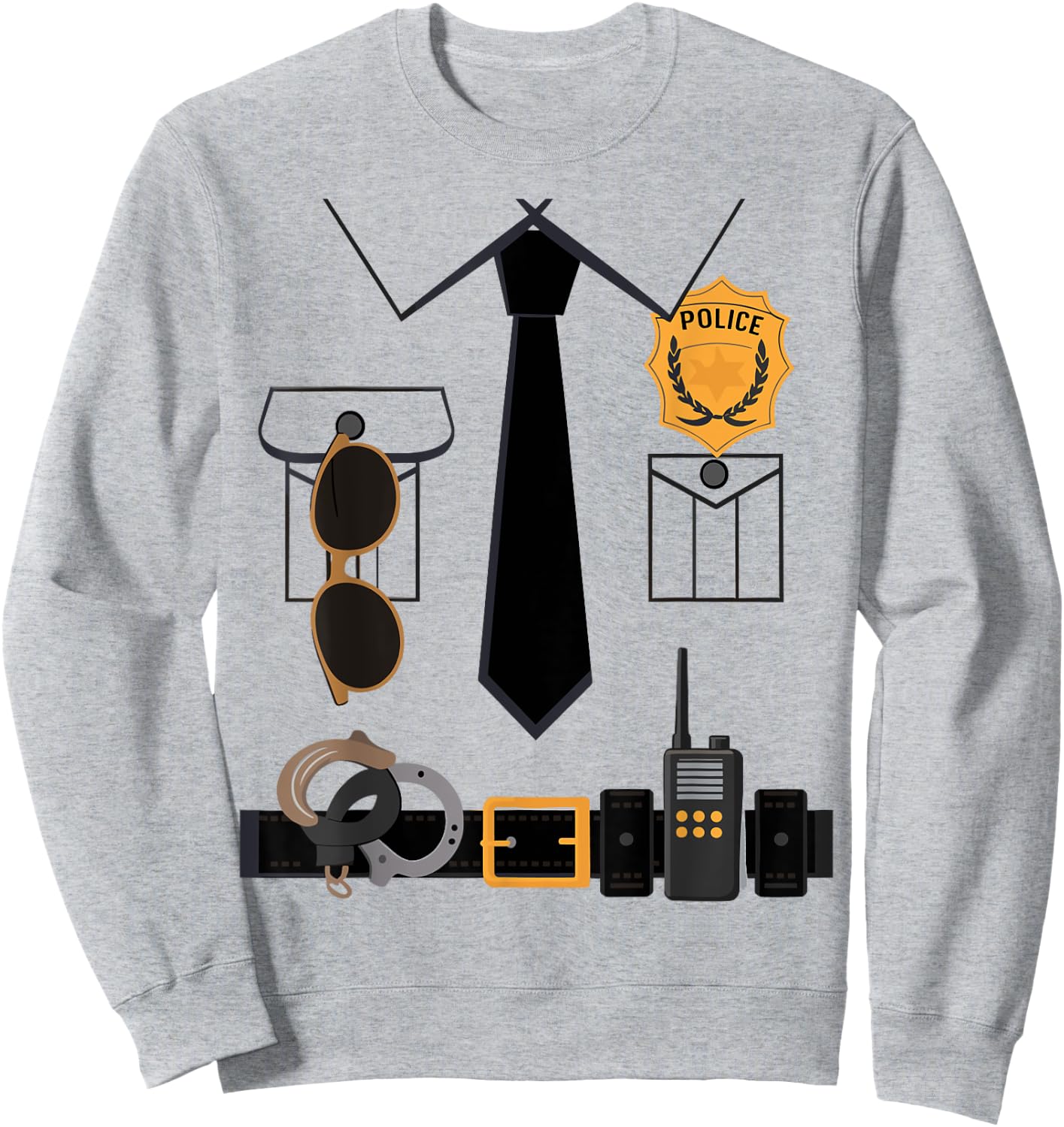 Police Costume For Kids & Adults Halloween Police Officer Sweatshirt - Sweatshirt | Ash