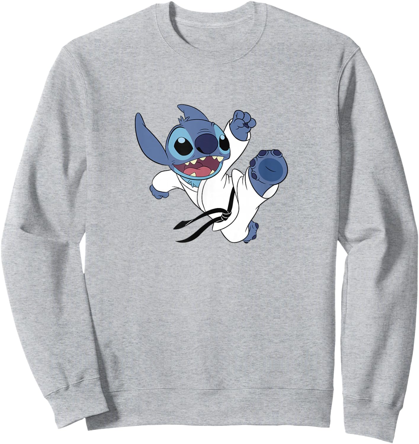 Disney Lilo & Stitch Karate Kick Black Belt Cute Logo Sweatshirt - Sweatshirt | Ash