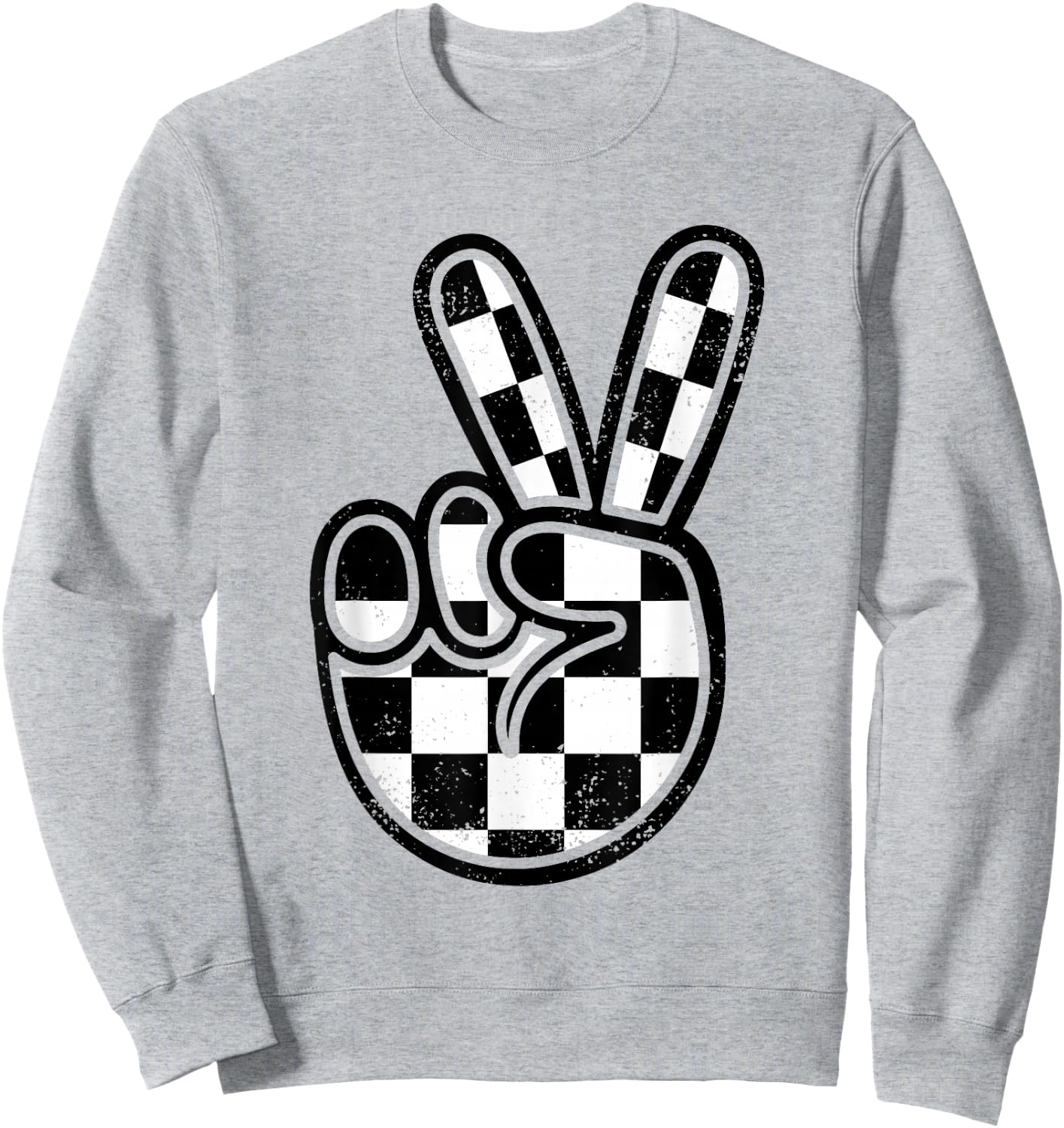 Checkered Peace Sign 60s 70s 80s Race Car Gamer Boys Toddler Sweatshirt - Sweatshirt | Ash