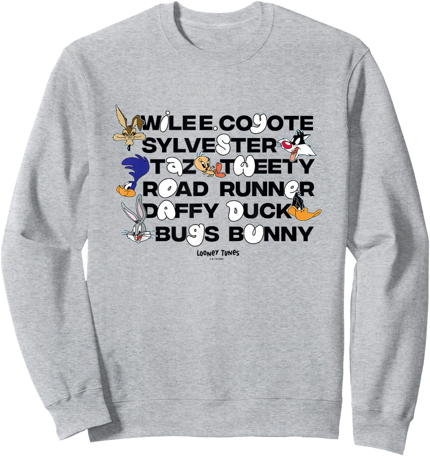 Looney Tunes Wile E. Coyote Sylvester Taz Tweety Road Runner Sweatshirt - Sweatshirt | Ash