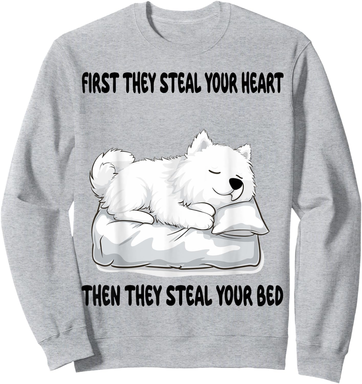 Samoyed Sleeping Pajamas Nightgown Sweatshirt - Sweatshirt | Ash