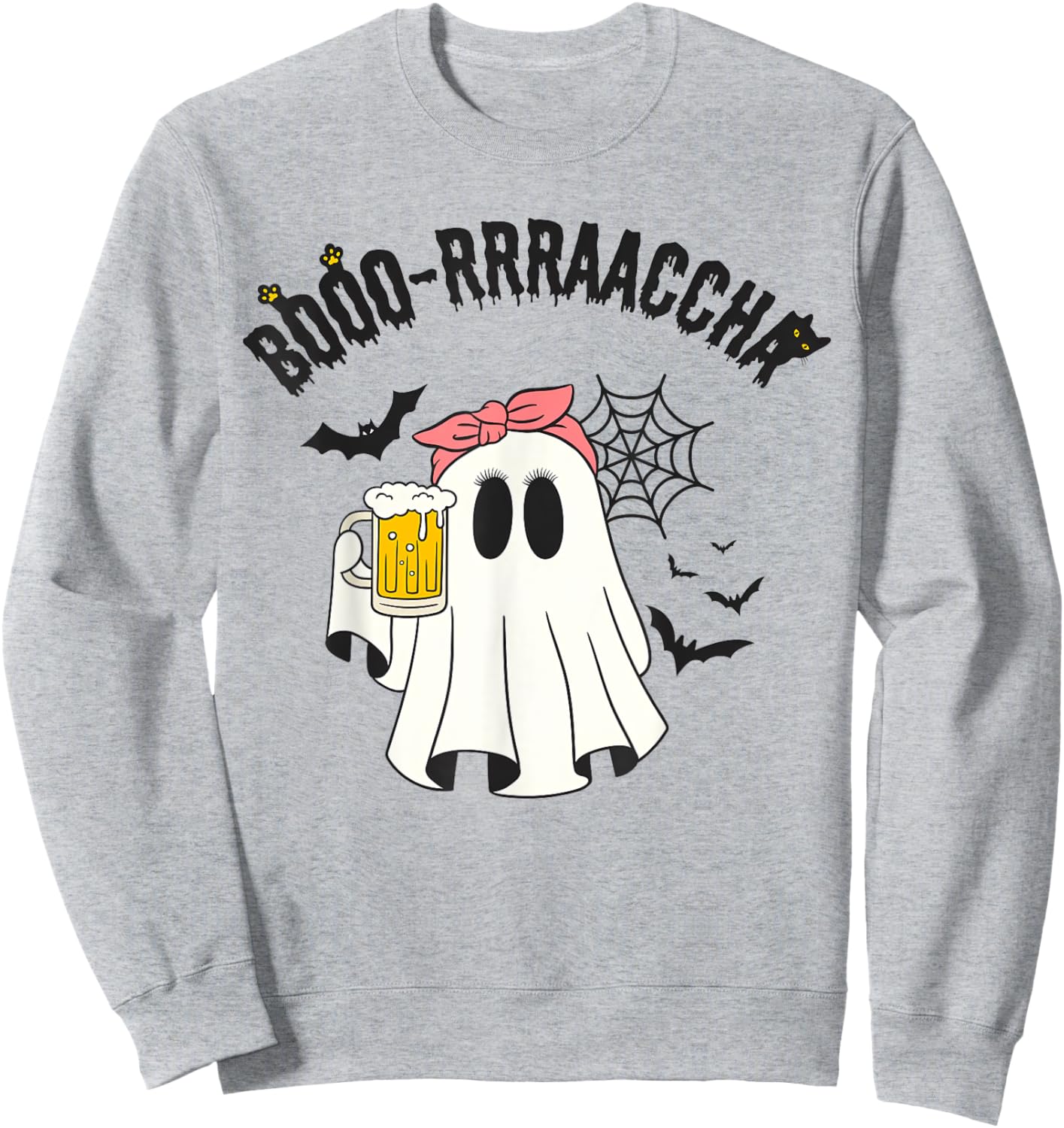 Boo-racha Funny Halloween Ghost Beer Design Borracha Funny Sweatshirt - Sweatshirt | Ash