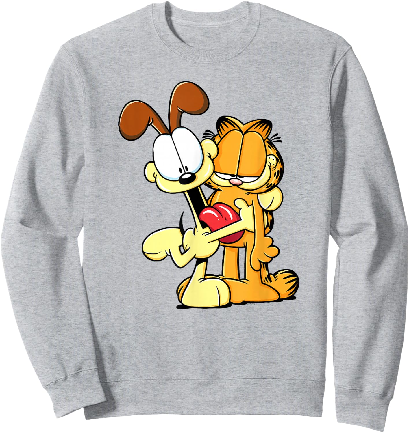 Garfield Cute Odie Hugging Garfield Love Cartoon Cat Sweatshirt - Sweatshirt | Ash